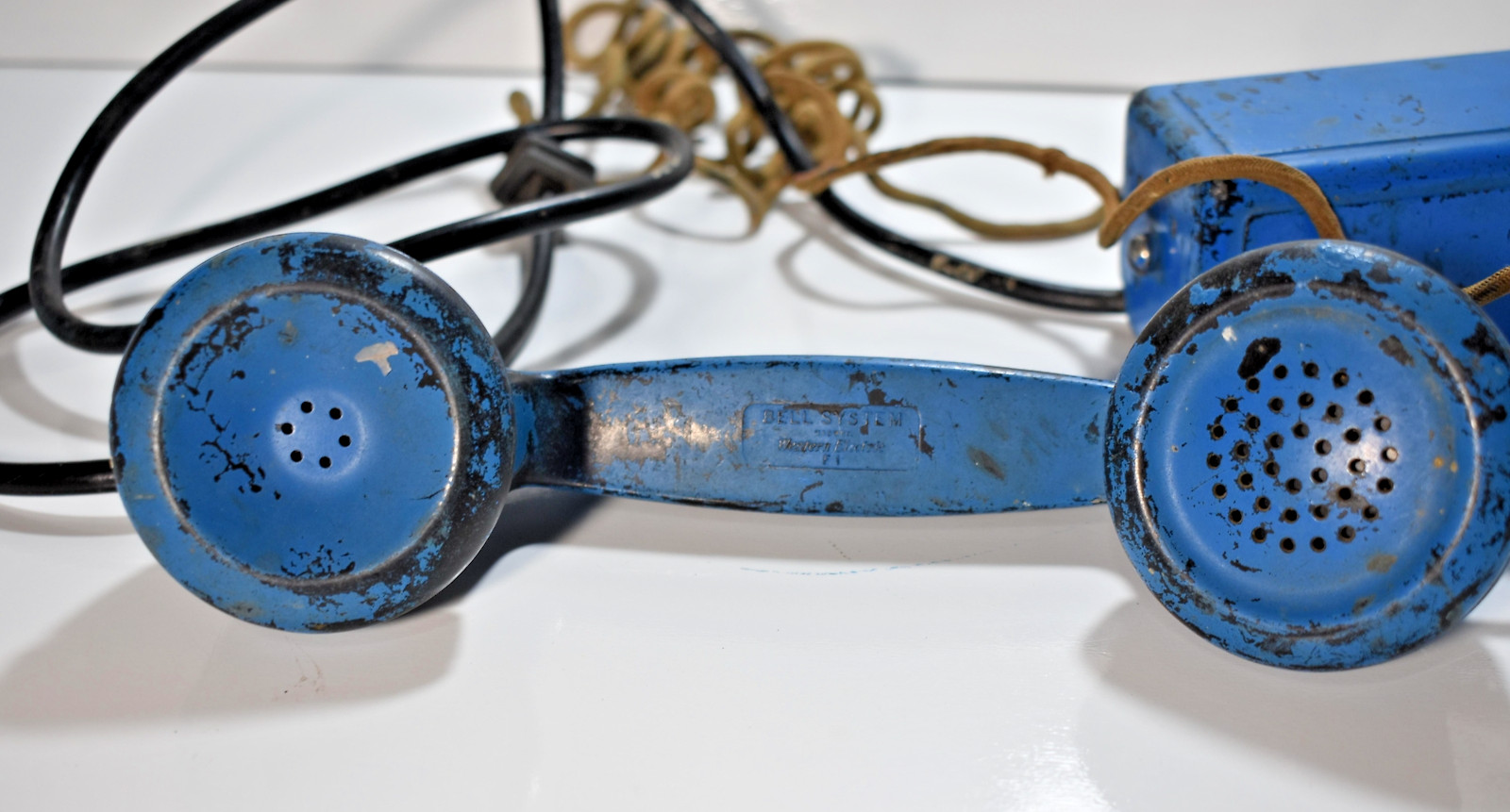 Vintage Space Saver Metal Phone Non Dial Western Electric Blue