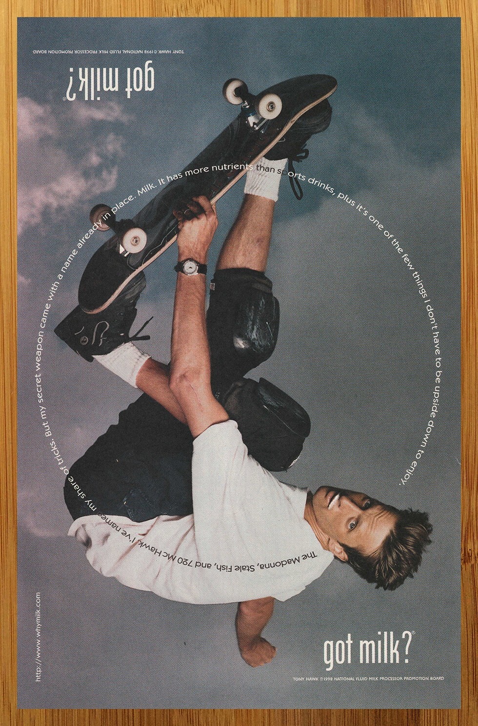 1998 Tony Hawk GOT MILK? Vintage Print Ad/Poster Official Skateboarding Pop Art!