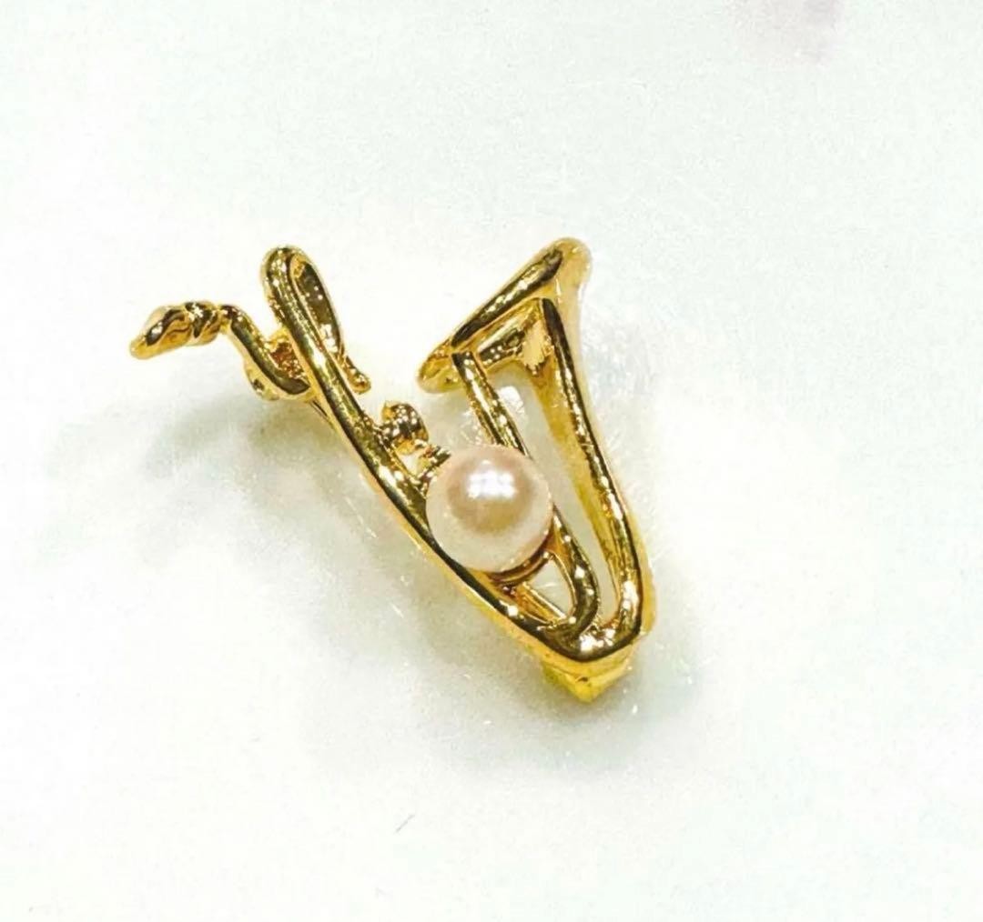 Akoya Pearl Brooch 6mm White Genuine Pearl Brass Pin Jewelry Used