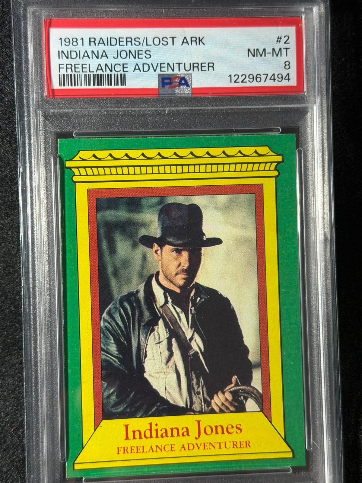 1981 Topps Raiders Of The Lost Ark #2 Indiana Jones Rookie RC PSA 8