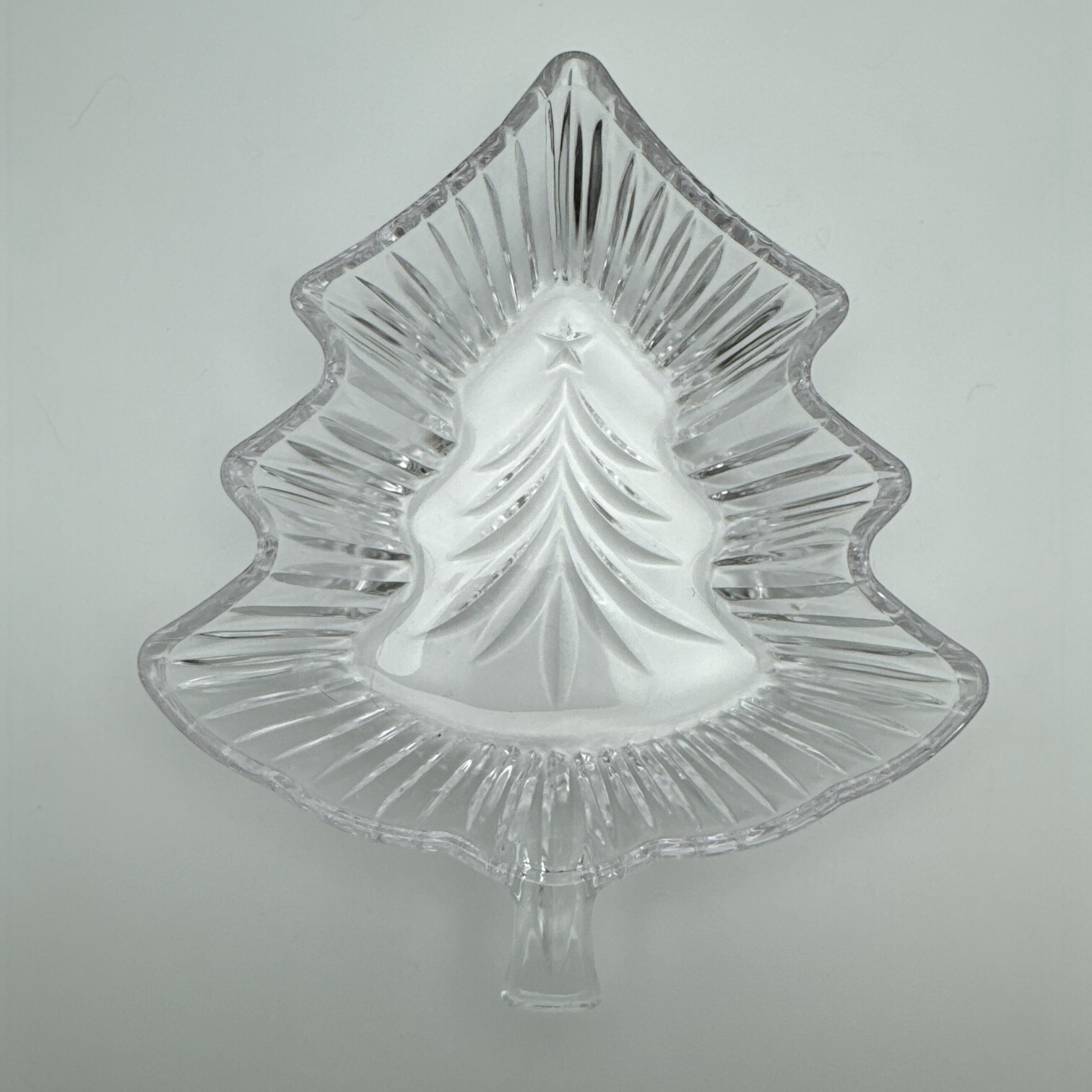 Mikasa Holiday Evergreen Tree Crystal Bowl Candy Dish Trinket 6 1/2″