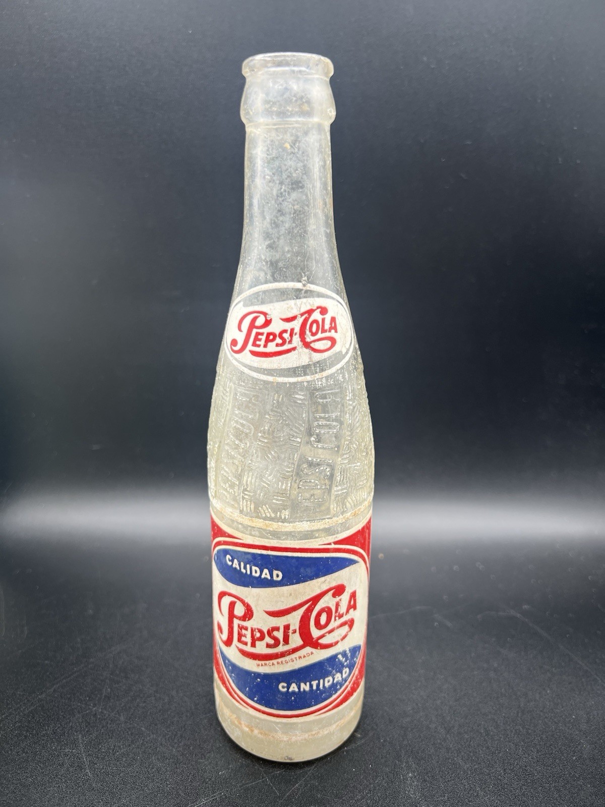 Vintage Pepsi-Cola Bottle Single Dot 10 oz. Santiago Cuba Spanish Defect