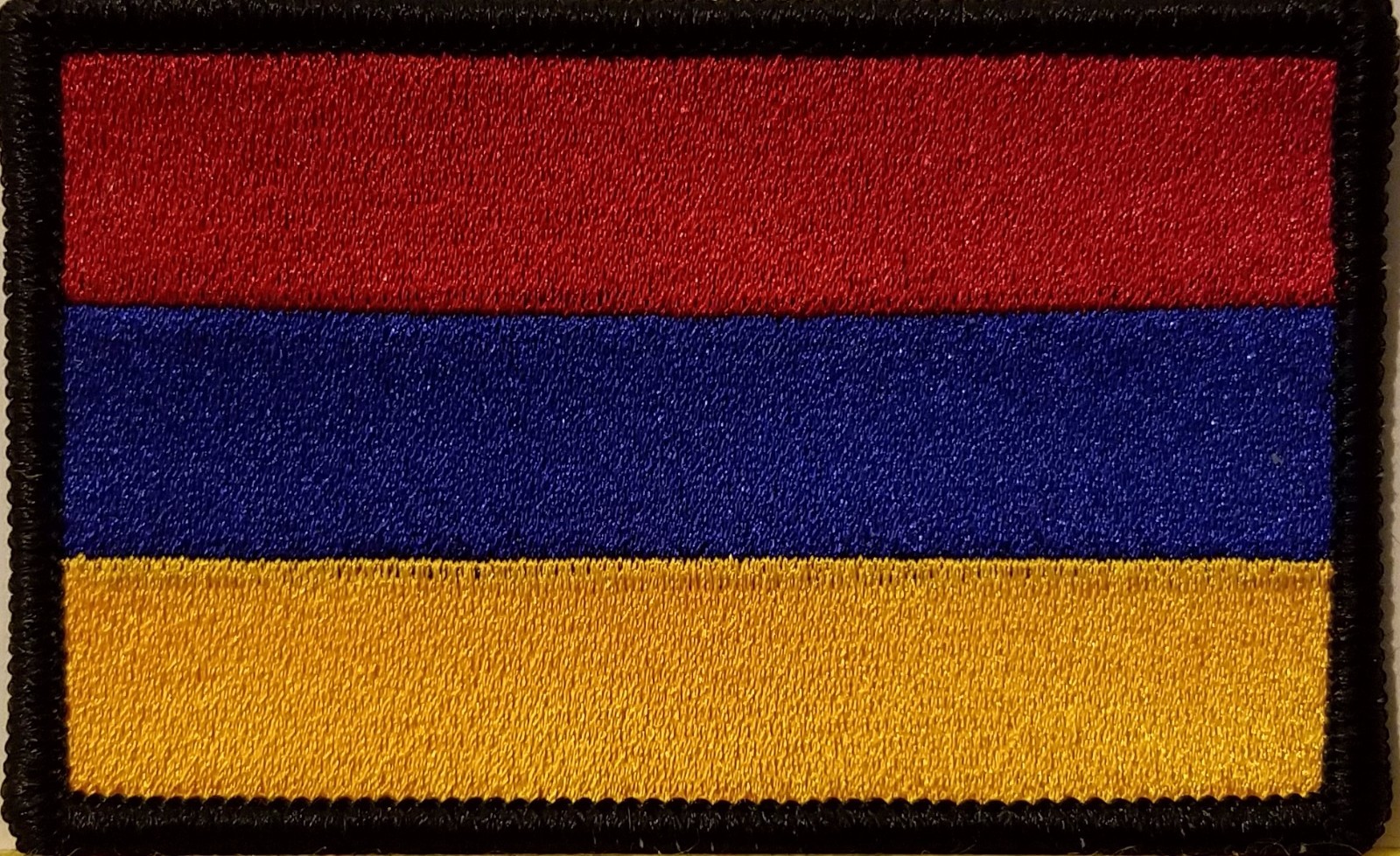 ARMENIA Flag Patch With VELCRO® Brand Fastener Morale Emblem BLACK Border