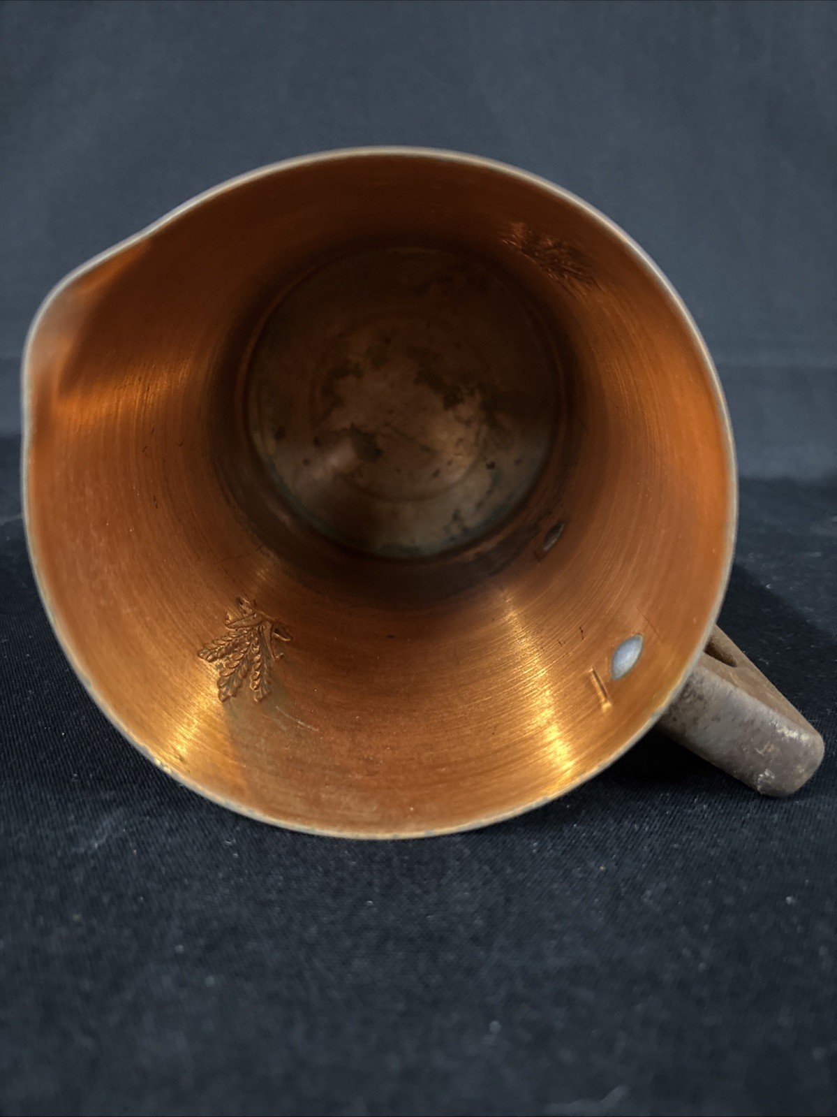 Vintage West Bend Solid Copper Pitcher Wood Handle Mid Century Wheat Pattern
