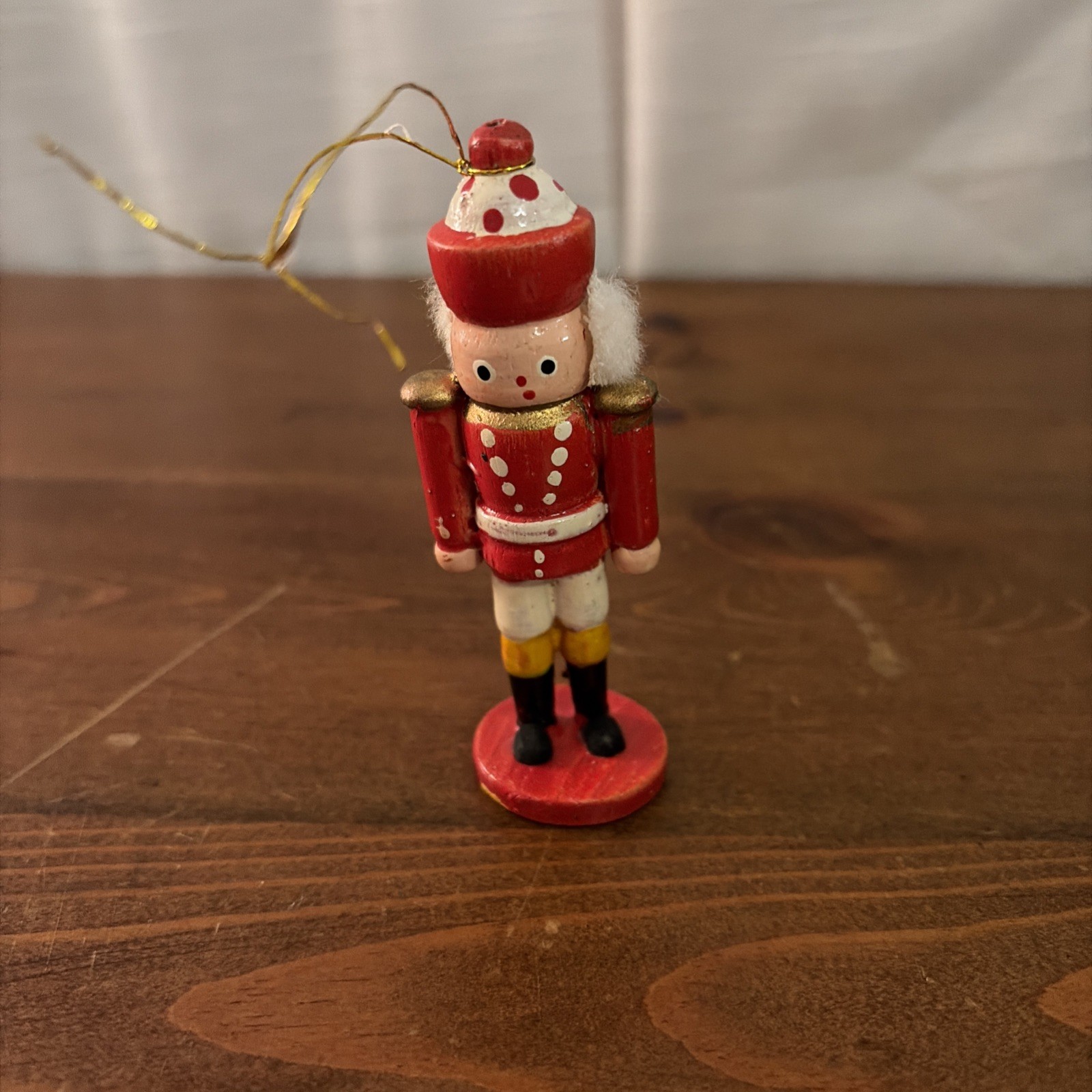 Wooden Soldier Nutcracker Christmas Ornament Vintage 3.5” Hair