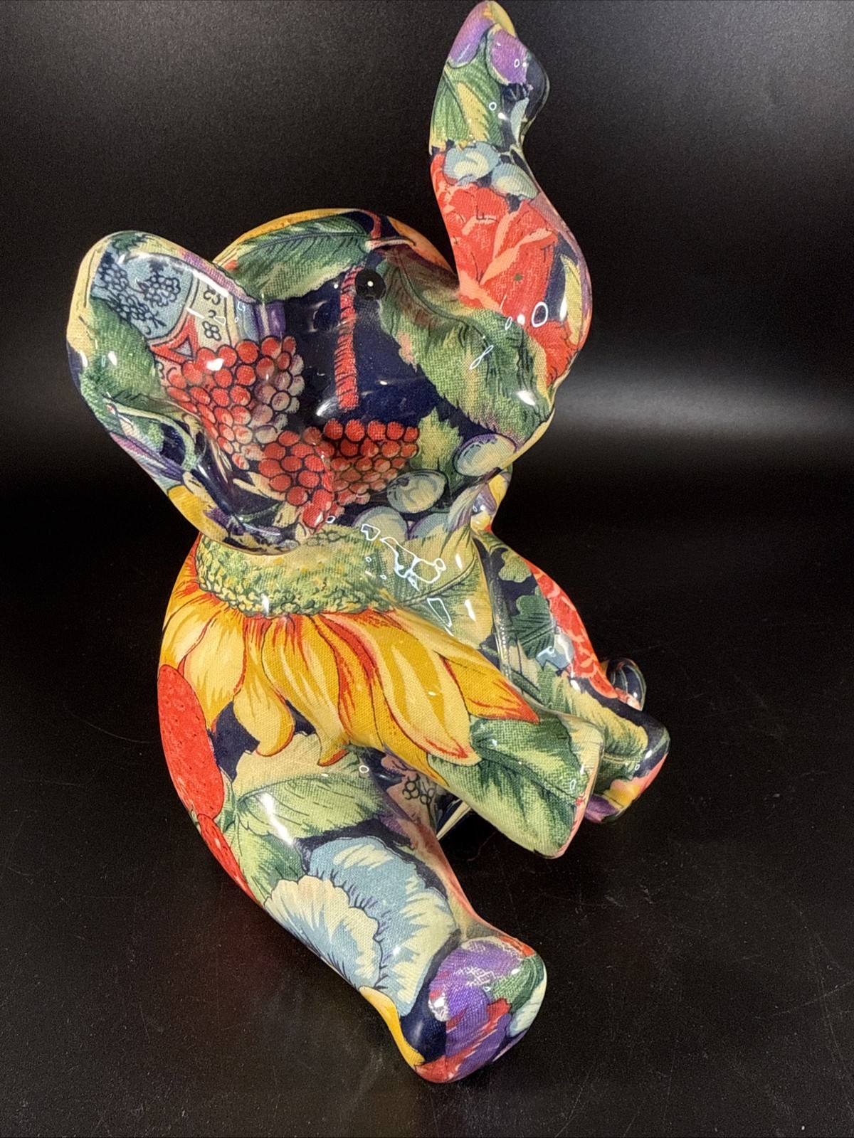 Vintage Elephant Patchworks By Joan Baker Designs Fruit & Florals 7” Tall