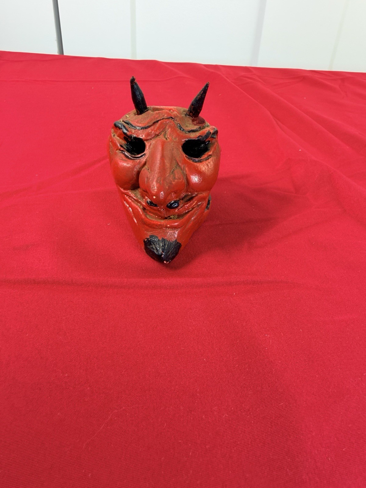 Vtg 1950s Chalkware Devil Head Incense Burner Halloween Match Holder England
