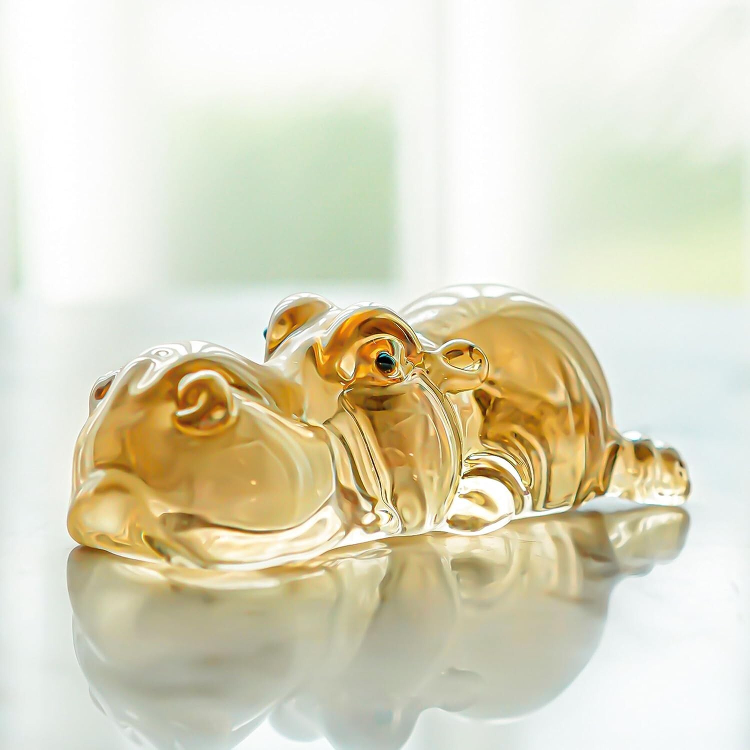 HDCRYSTALGIFTS 3” Crystal Hippo Figurines Collectibles 3.2 x 1.6 x 1.1 inches