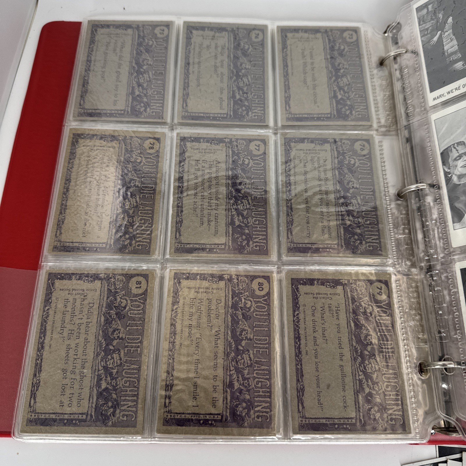 Vintage 1973 Topps Creature Features You’ll Die Laughing 128 Card Set Monster