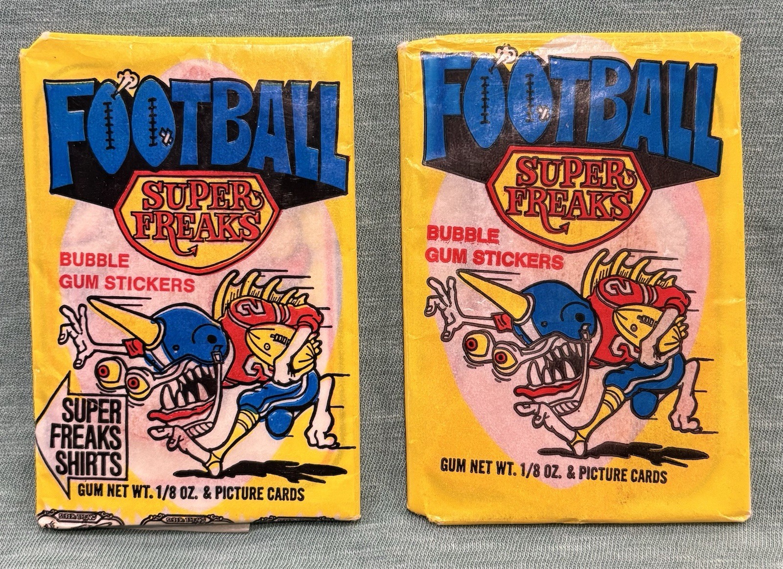 1974 Donruss Football Super Freaks Unopened Wax Pack Lot (2) Both Wrapper Design