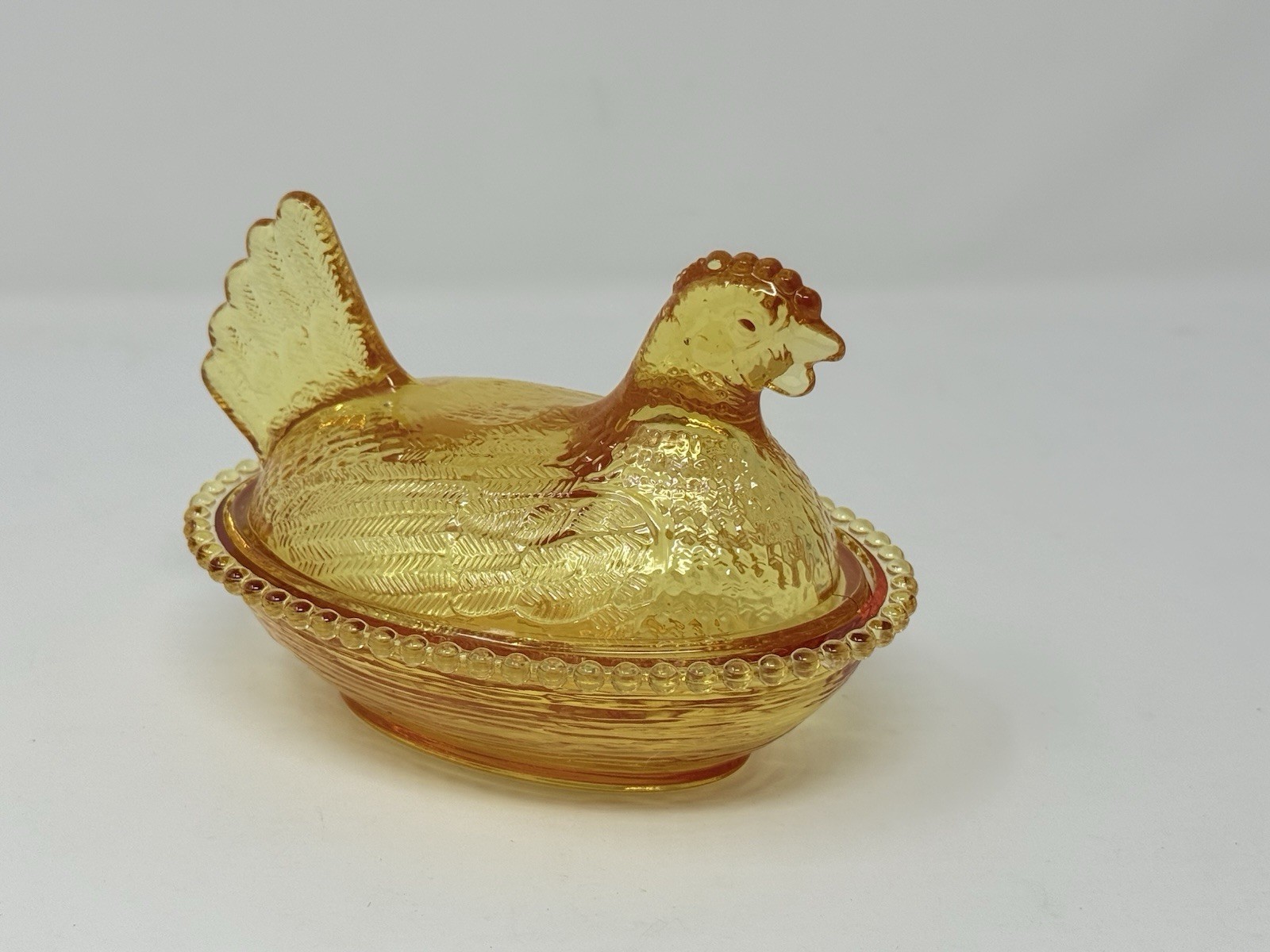 Hen On Nest Amber 4.5 Inches Plastic Candy Dish Cottage Style Gloss