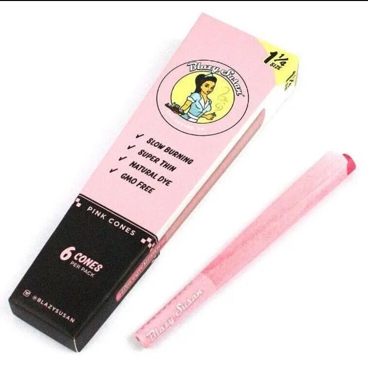 Blazy Susan Rolling Papers 6 CONES 1 1/4 Pink Papers! *Great Price* USA Shipped