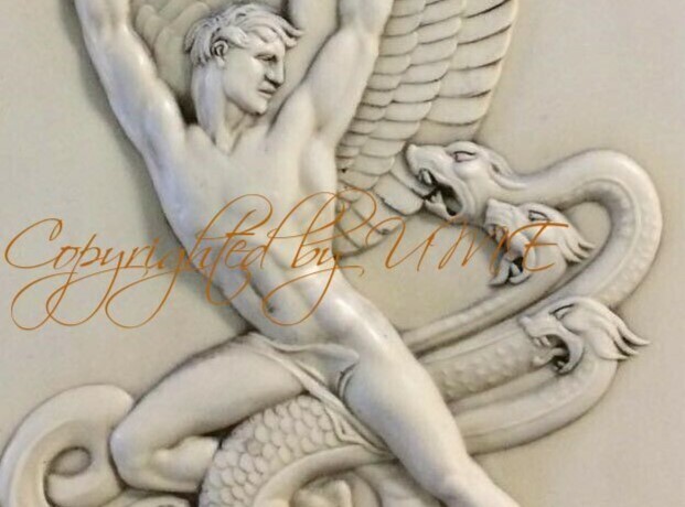 Contemporary Canvas Art Deco Print – Michael the Archangel vs Satan – 16 x 20