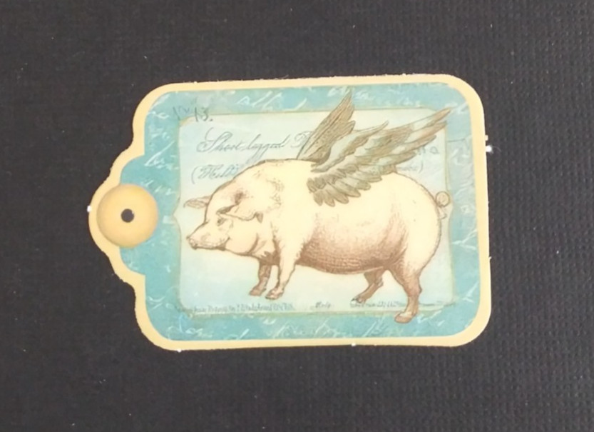 Flying Pig With Wings Tag Sticker 1.38″ x 2.18″ (N)