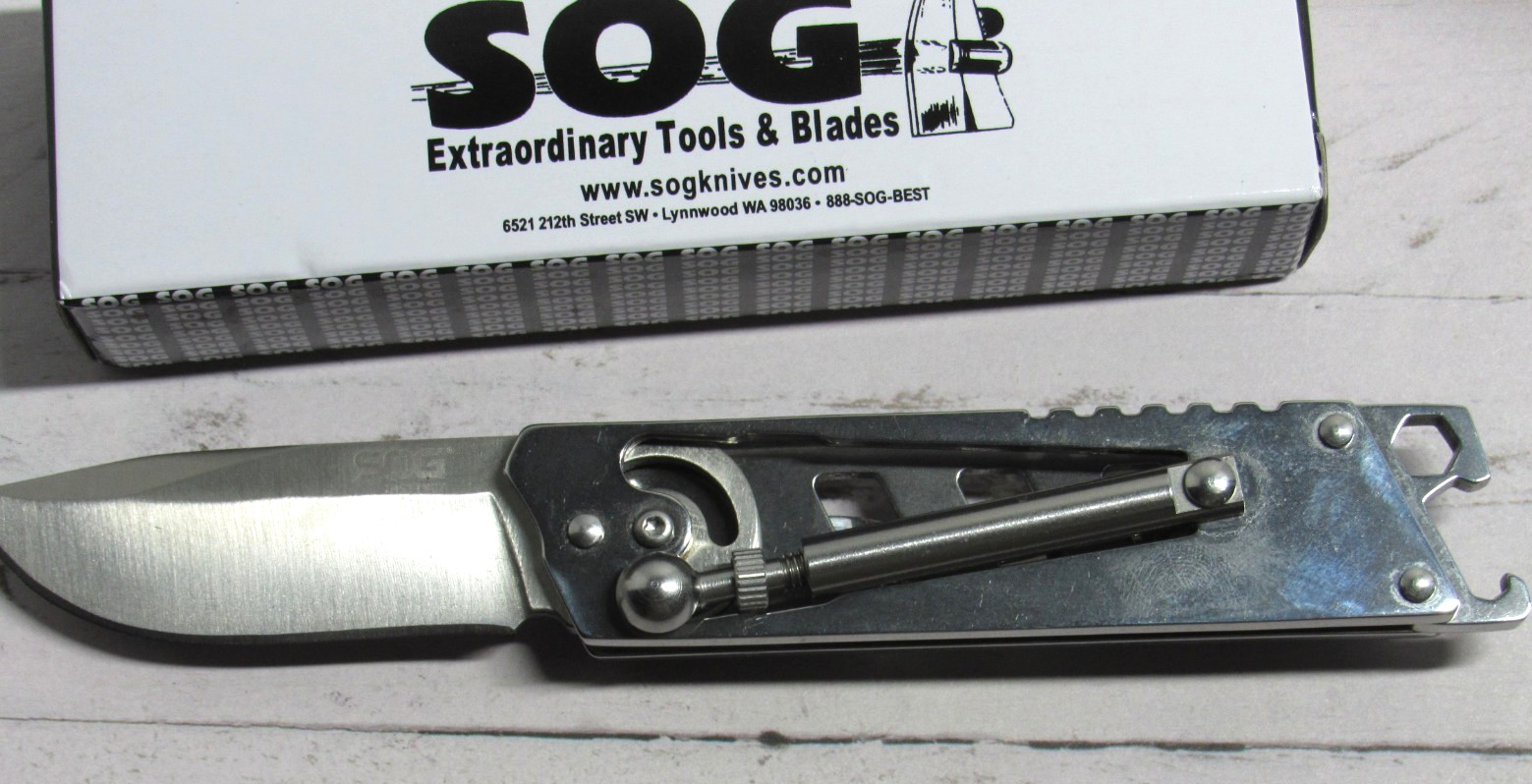 SOG INSTINCT Piston Activated Stainless Steel Folding Pocket Knife-RARE