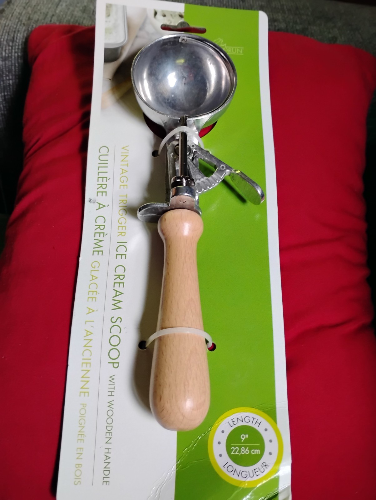 Vintage Trigger Ice Cream Scoop with Wood Handle