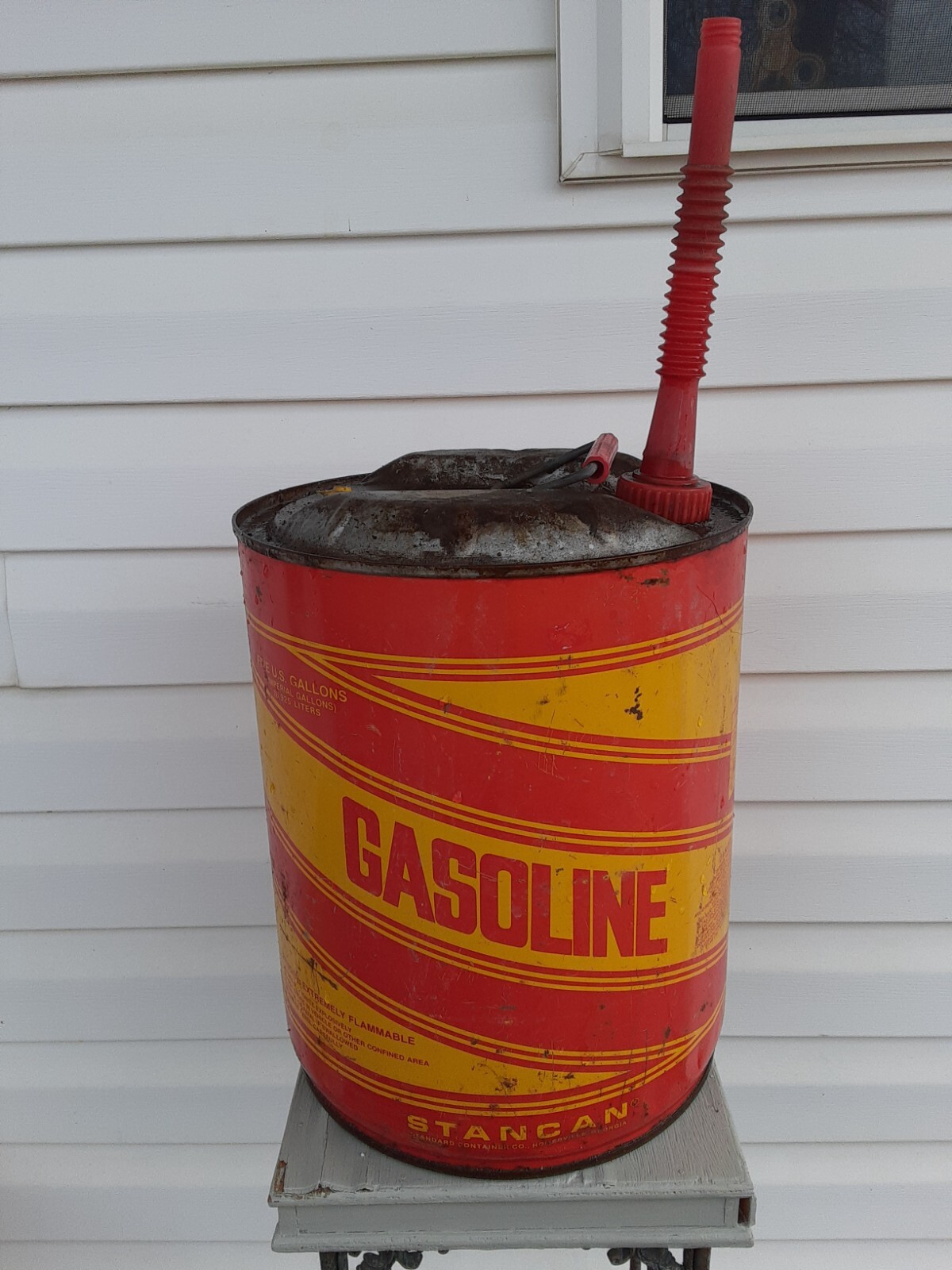 Vintage Metal STANCAN 5 Gallon Gas Can Gasoline Retro Garage Mancave Collector