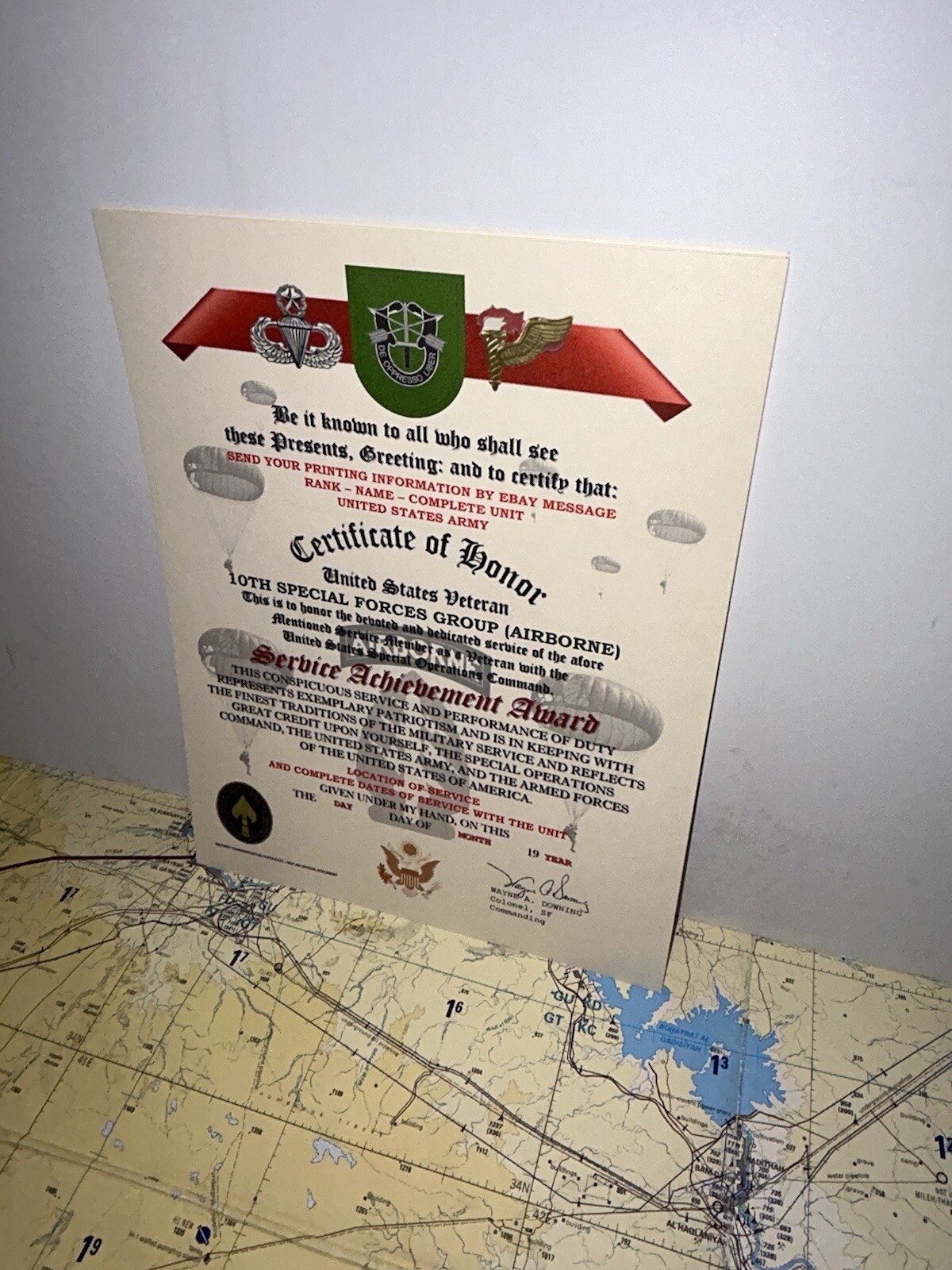 U.S. ARMY – 10TH SPECIAL FORCES GROUP (ABN) VETERAN SERVICE ACHIEVEMENT AWARD