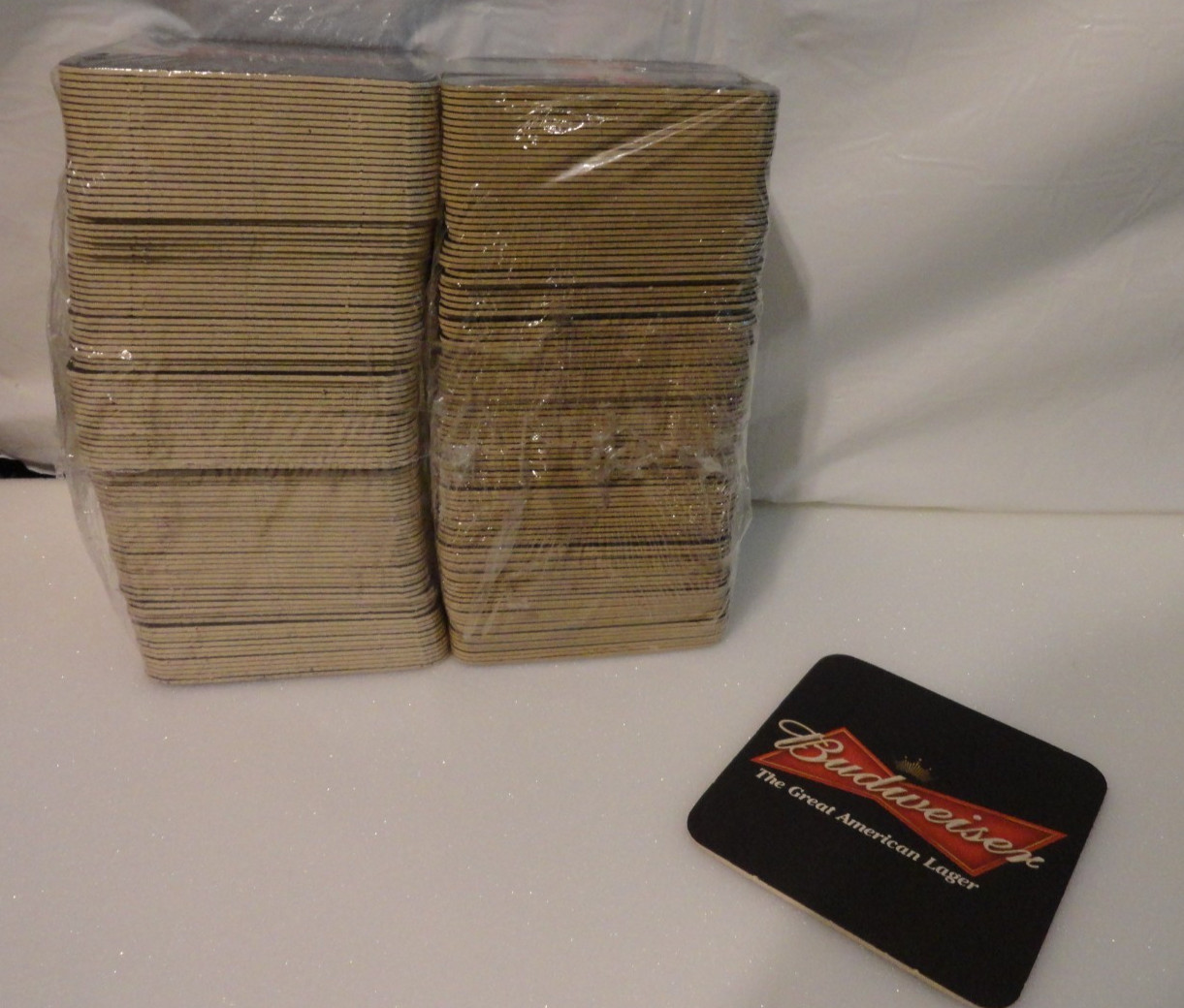 200 SEALED New Vintage Budweiser Great American Lager Bar Beer Drink Coasters