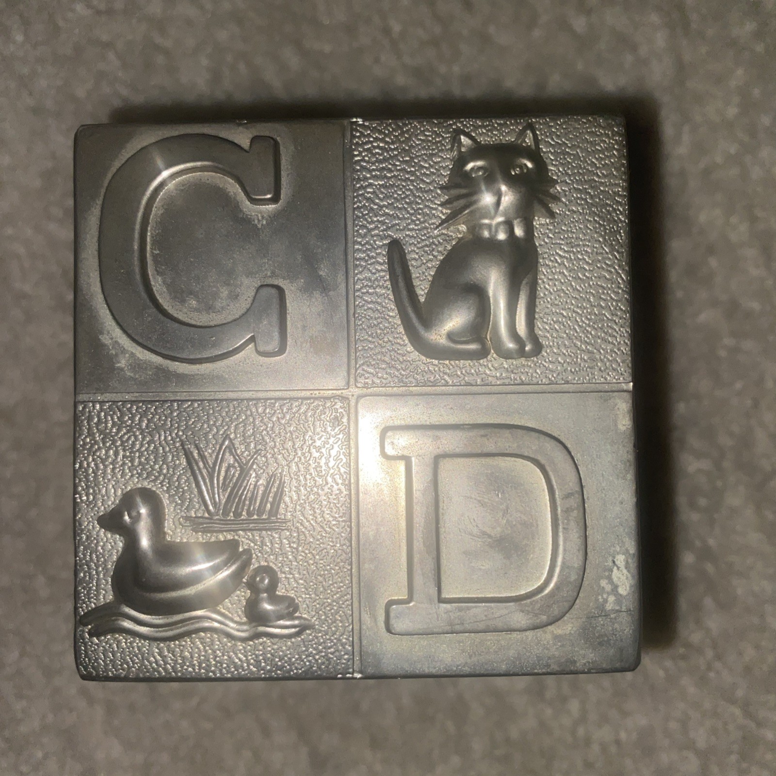 Letter Block ABC 3″ Cube Baby Children’s Decor Silver Plated Coin Piggy Bank