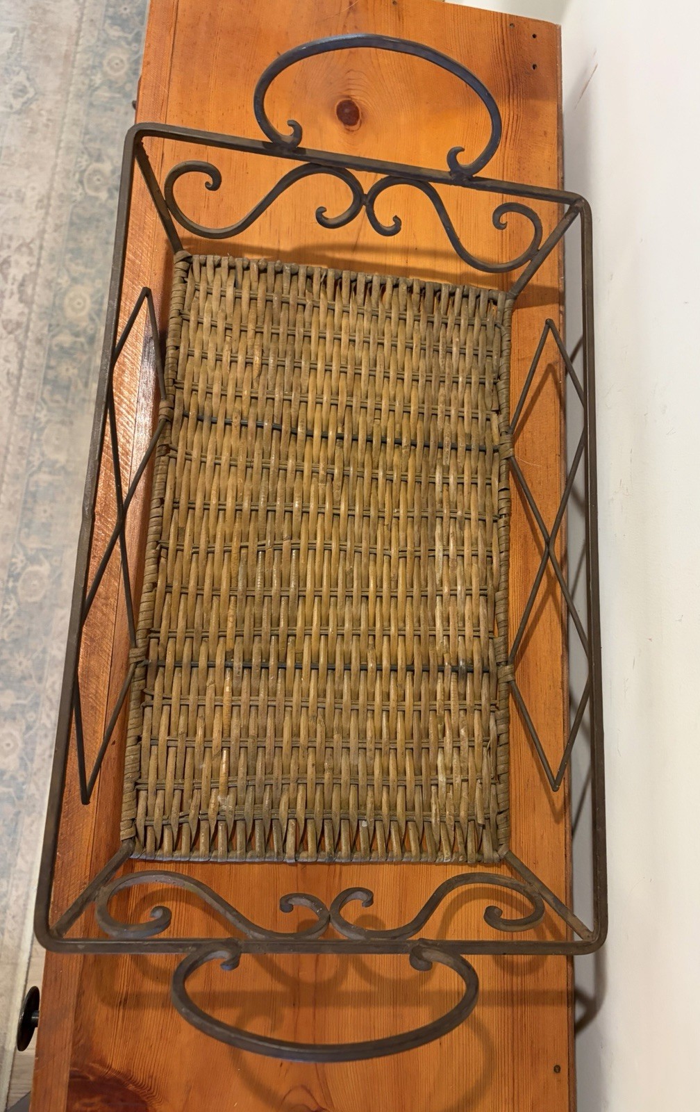 Metal & Woven Wicker With Handles 20″ X 11″ Rectangle Basket