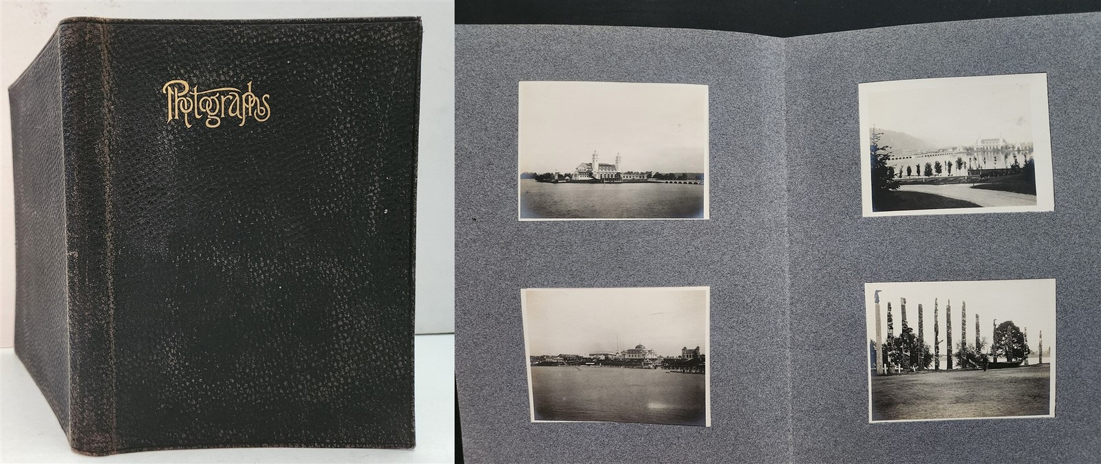 1905 antique PHOTO ALBUM LEWIS & CLARK EXPOSITION CPR Banff Victoria RAILROAD