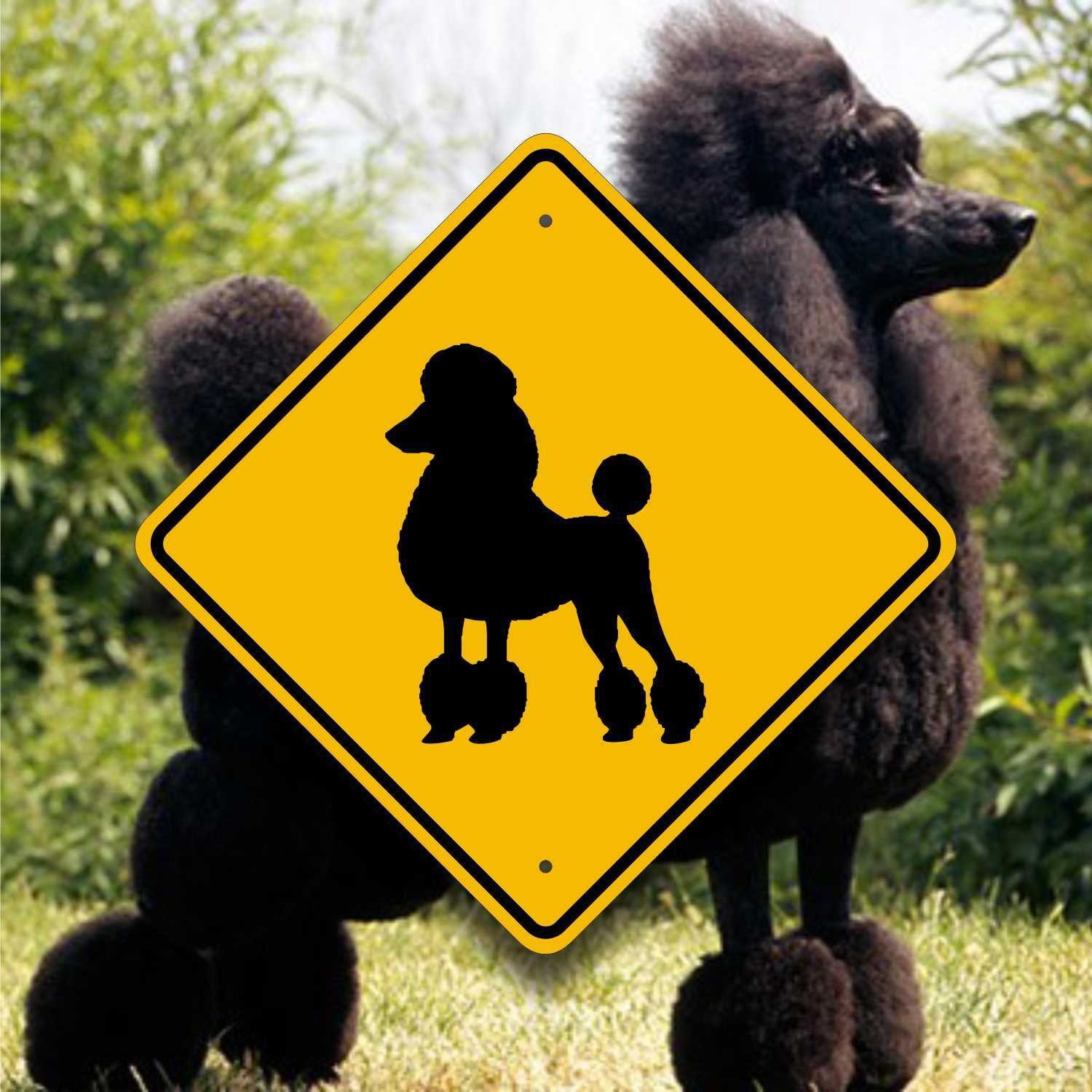 POODLE CROSSING SIGN – Aluminum – Dog Show Decor – Fun Yard Marker – Grooming