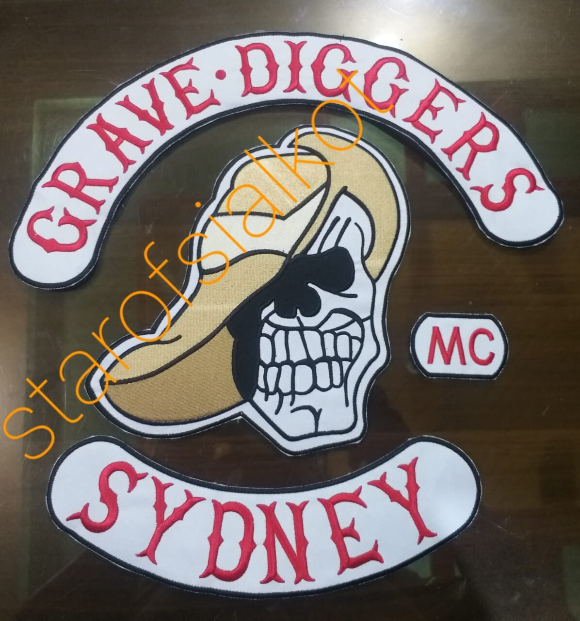 GRAVE DIGGERS SYDNEY” EMBROIDERED 35 INCH BIKER JACKET VEST BACK PATCH
