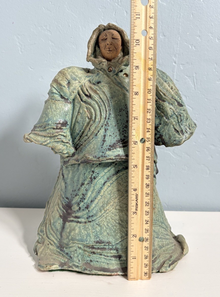 Figurative Art Ceramic Sculpture Studio Artist Signed – Shaman Man w/ Cloak