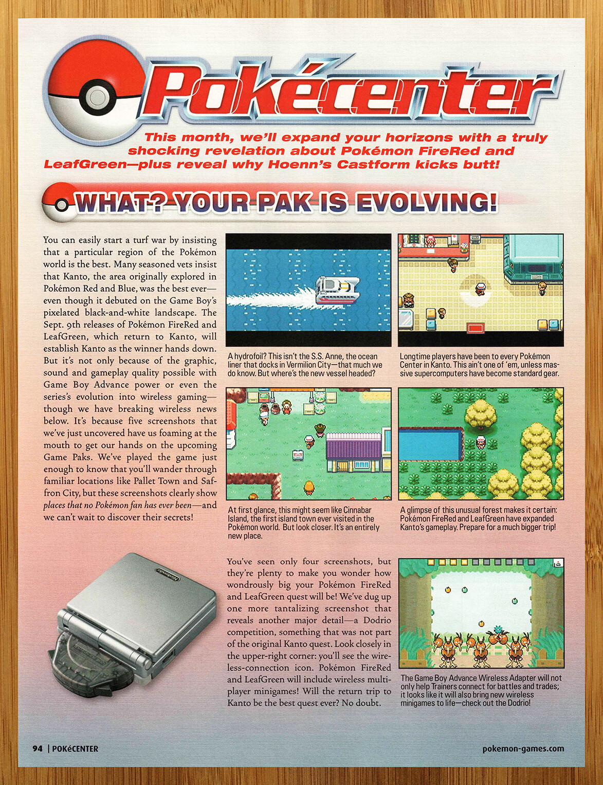 2004 Pokemon Fire Red/Leaf Green GBA Wireless Adapter Print Ad/Poster Promo Art