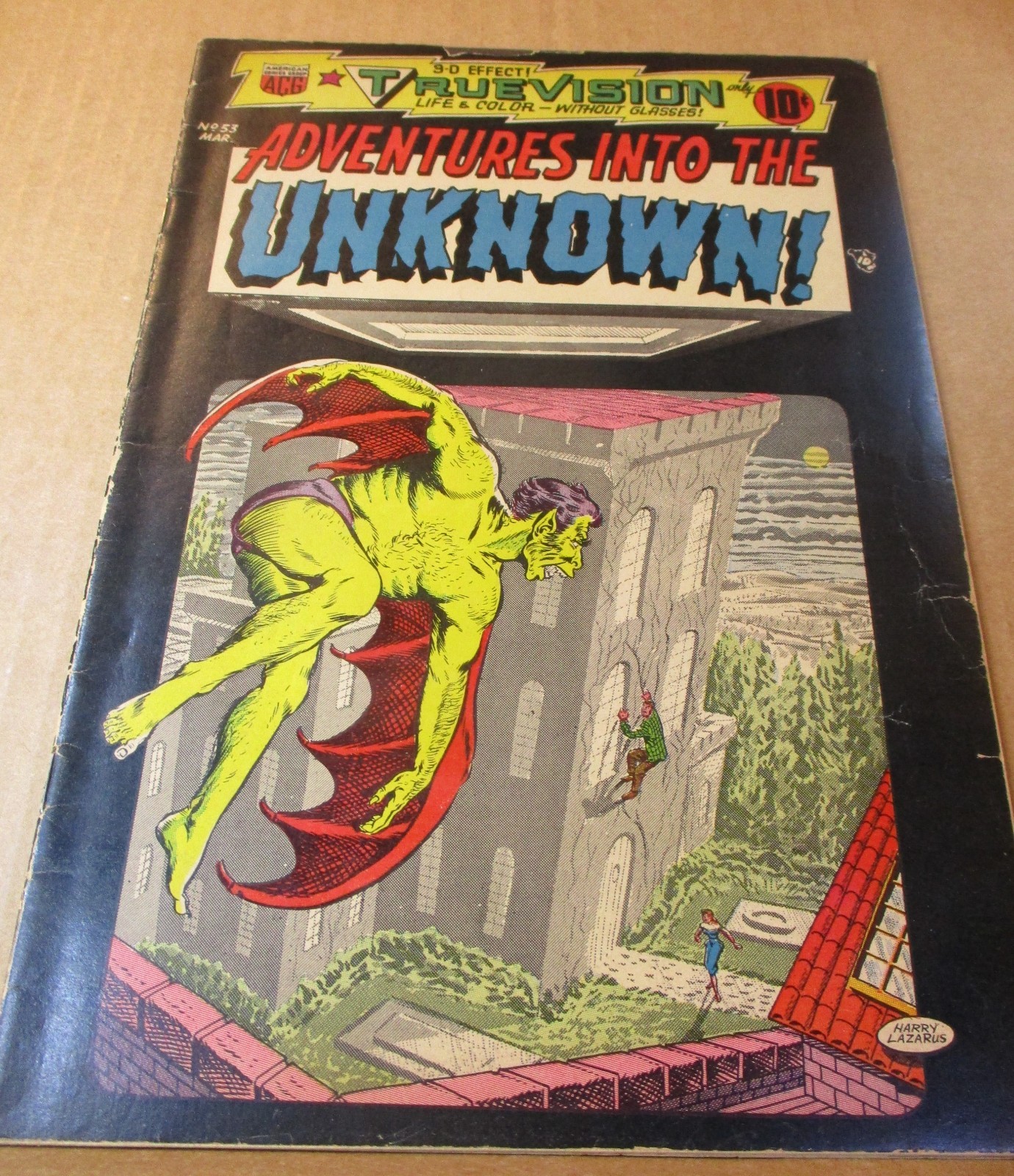 Adventures Into The Unknown 53 Vampire Bat 3D Effect 1954 ACG Horror Comic Werew