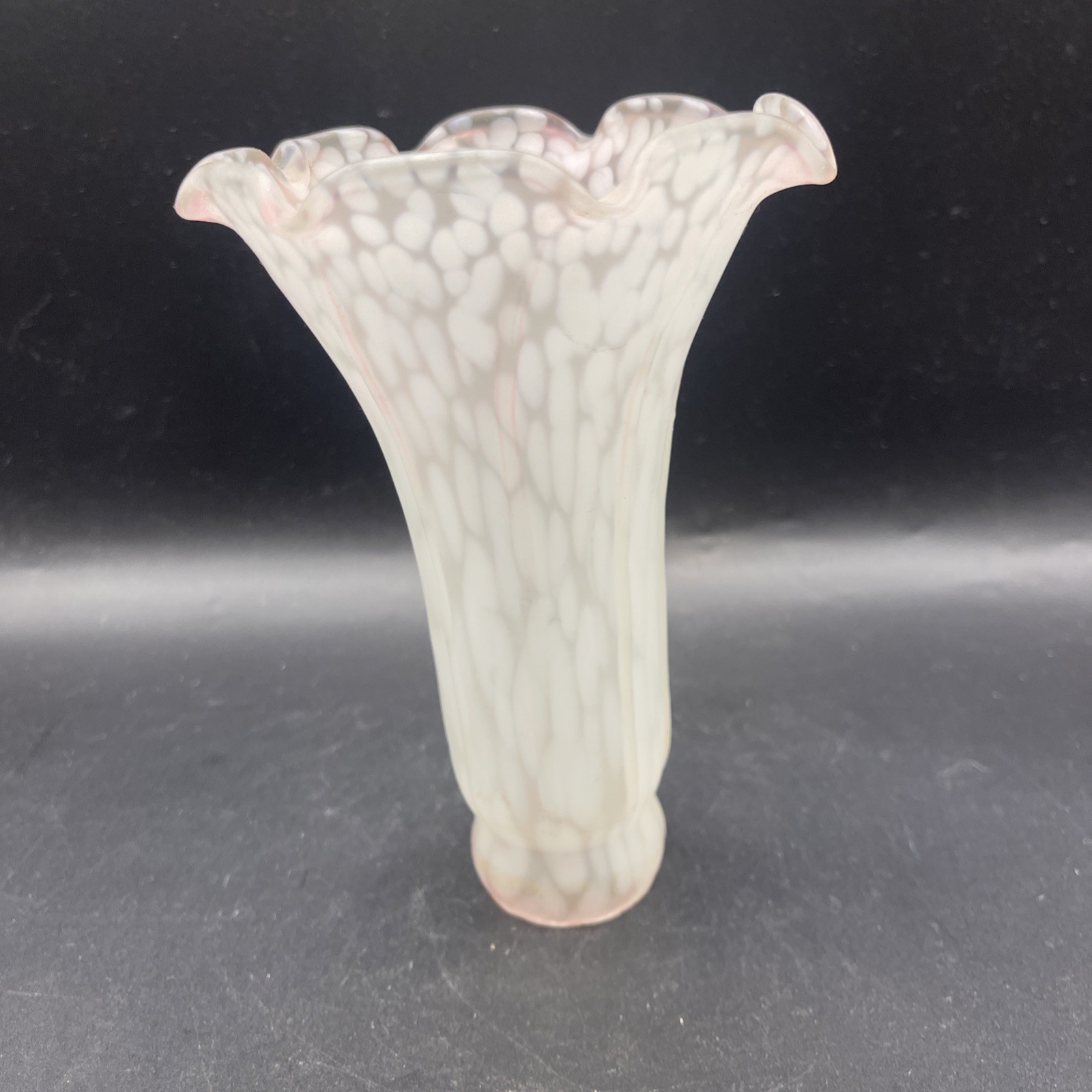 Vintage Spotted Opaline Glass Lamp Shade | 1.5″ Fitter | 6″ Wide | Ruffled Edge