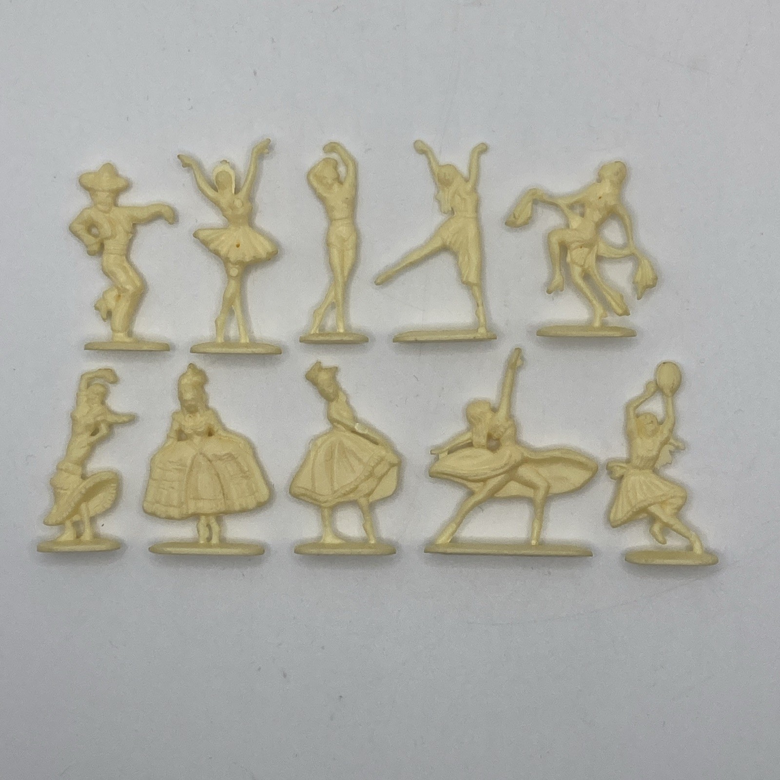 Vintage Bakelite 10 Diff Ballet & Salsa Dancing Figures 1.5” Ballerina Ex Cond