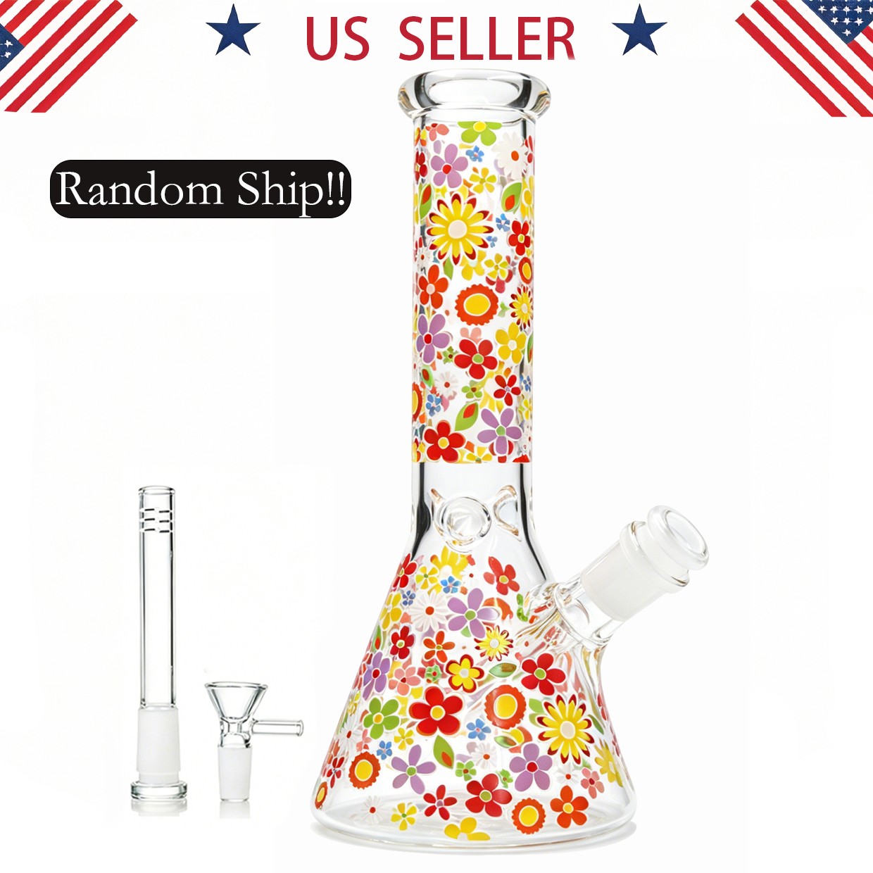 Random 10in Glass Bong and Water Pipes Smoking Beaker bongs w/14mm bowl Hookah