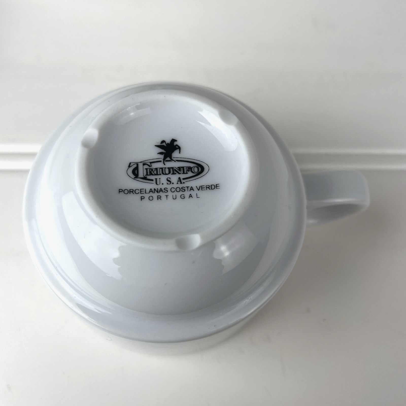 Set of 4 Stackable Espresso Cups & Saucers Porcelain White Set