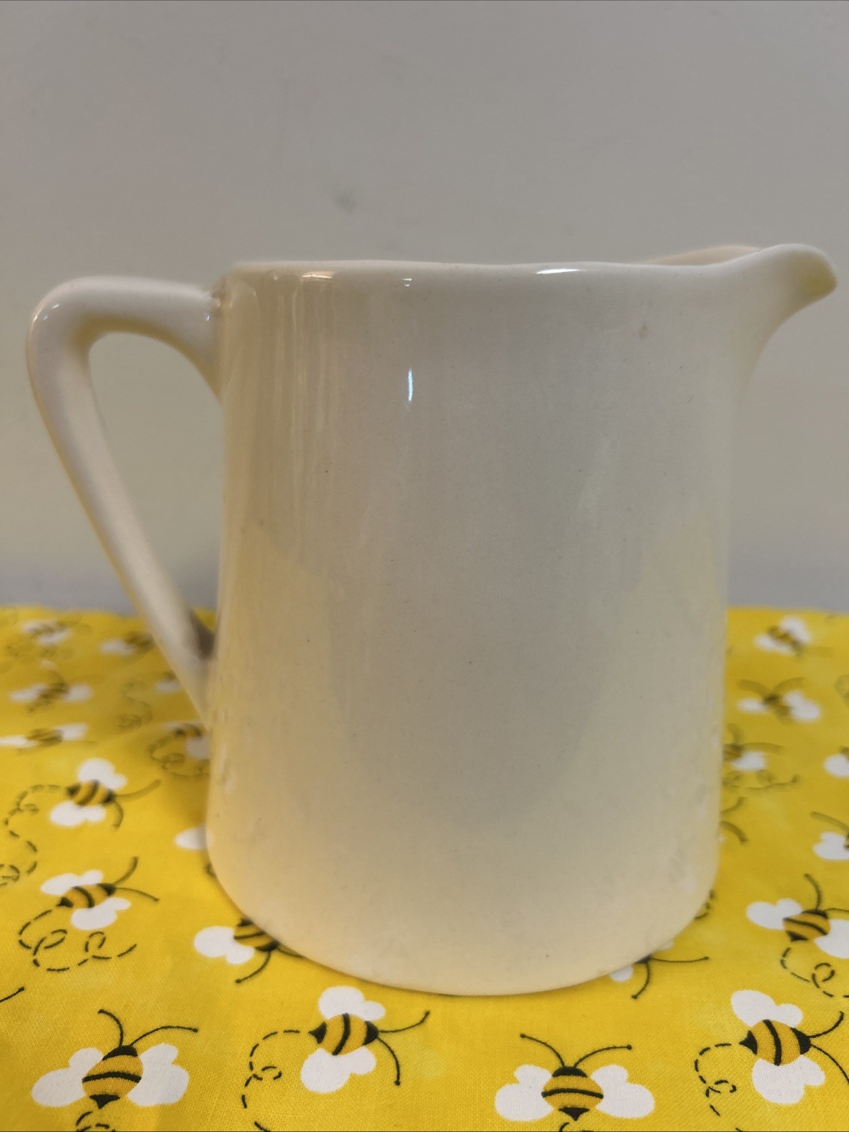 Vintage White Milk Pitcher Farmhouse 5”x 5.5” Creamer Porcelain USA Primitive