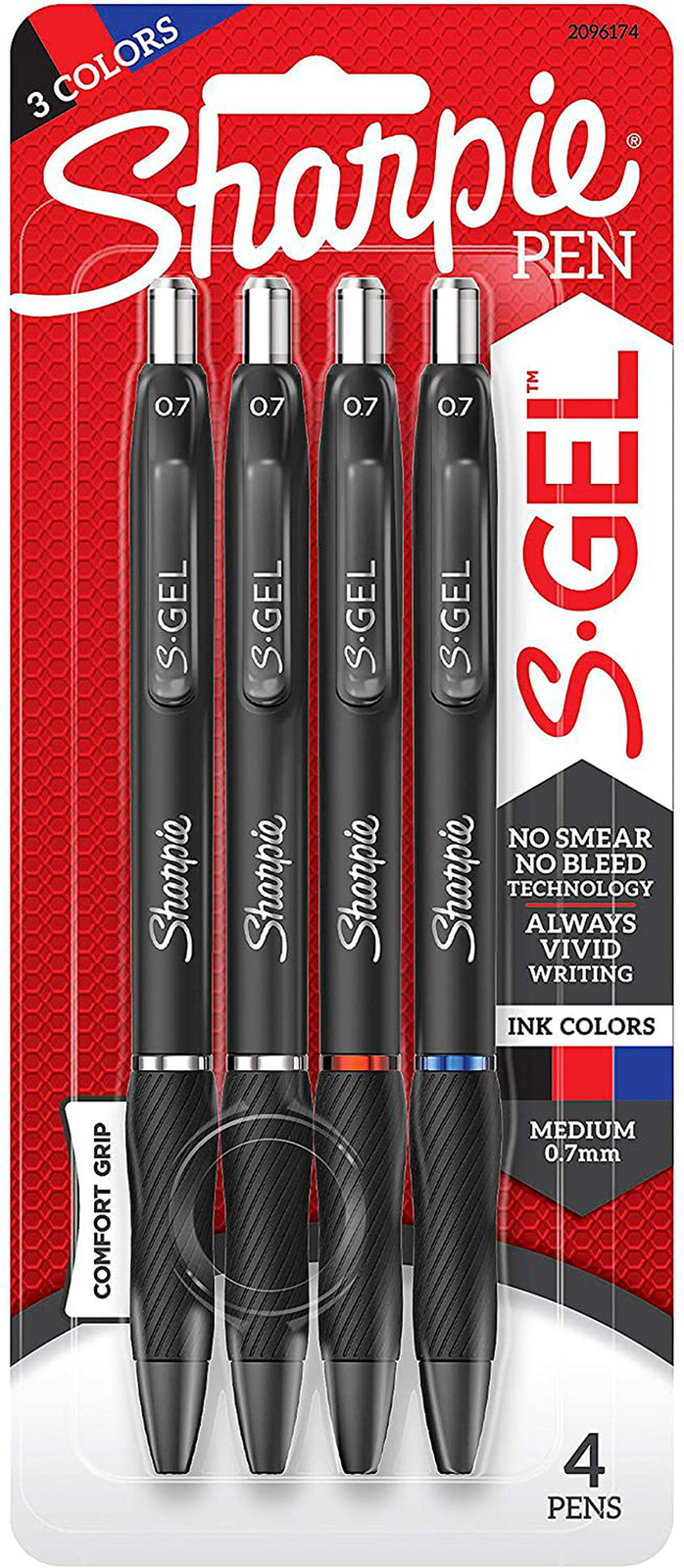 Sharpie S-Gel, Gel Pens, Medium Point (0.7Mm), Assorted Colors, 4 Count