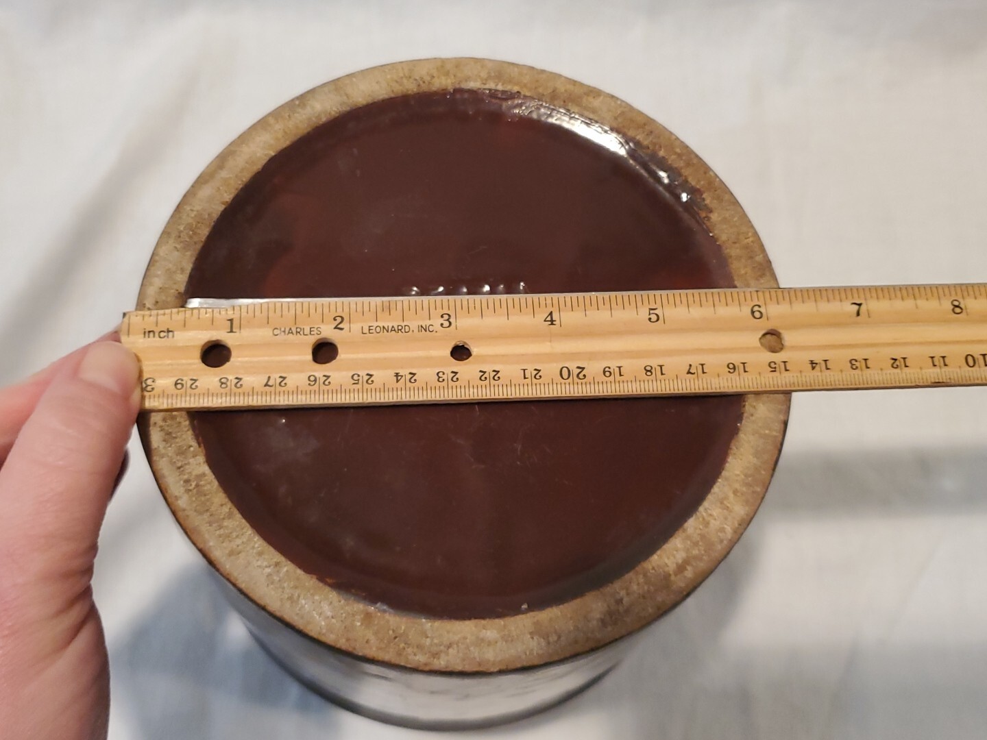 Antique Peoria Pottery Brown Crock Storage Jar 8 1/4″ Tall No Lid