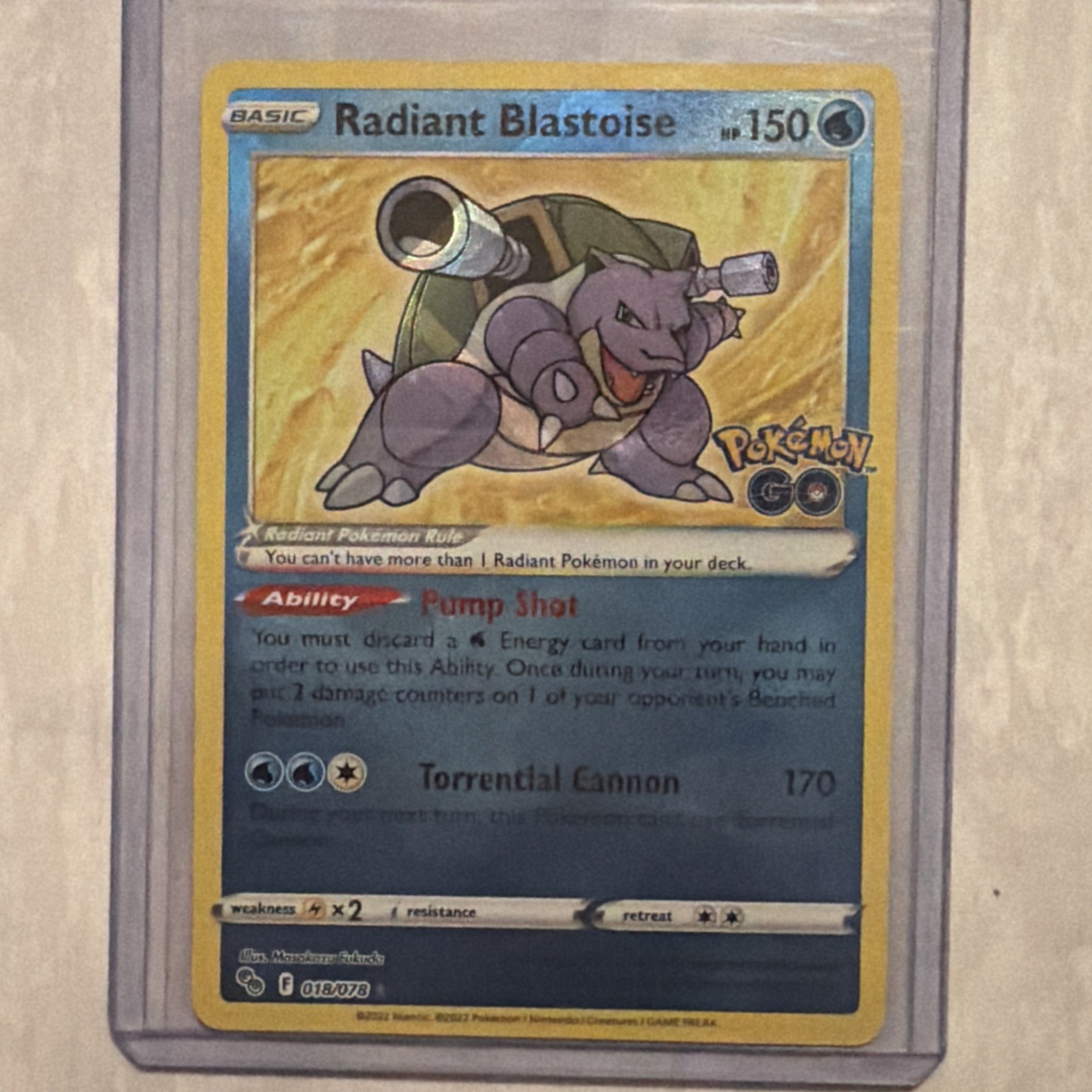 Pokémon Go Holo Radiant Rare TCG Card Radiant Blastoise 018/078 NM/M Condition