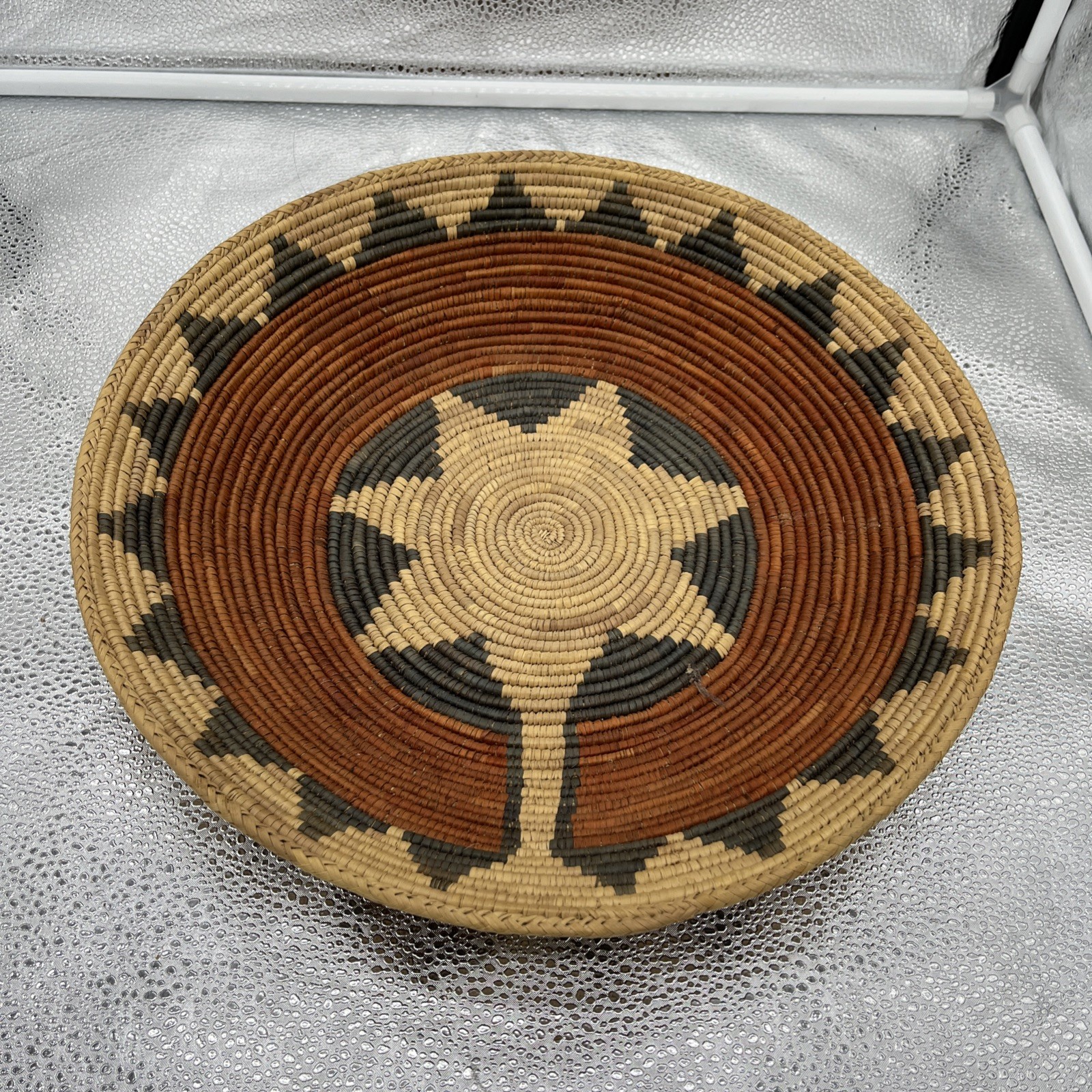 Antique Mesa Coil Wedding Basket 20 pt Star Native American 14”