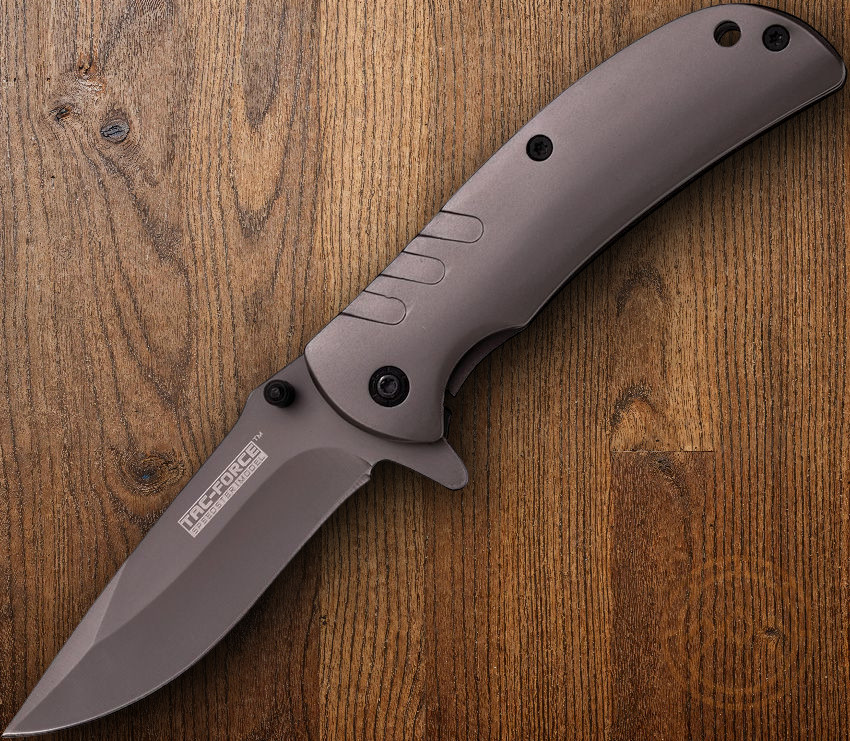 Tac Force Assisted Folding Knife 2.75″ 440C Steel Blade Gray Stainless Handle