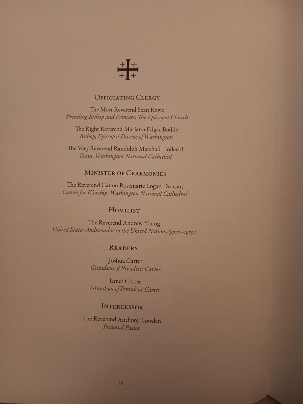 President Jimmy Carter Funeral Program 8.5×11 Copy