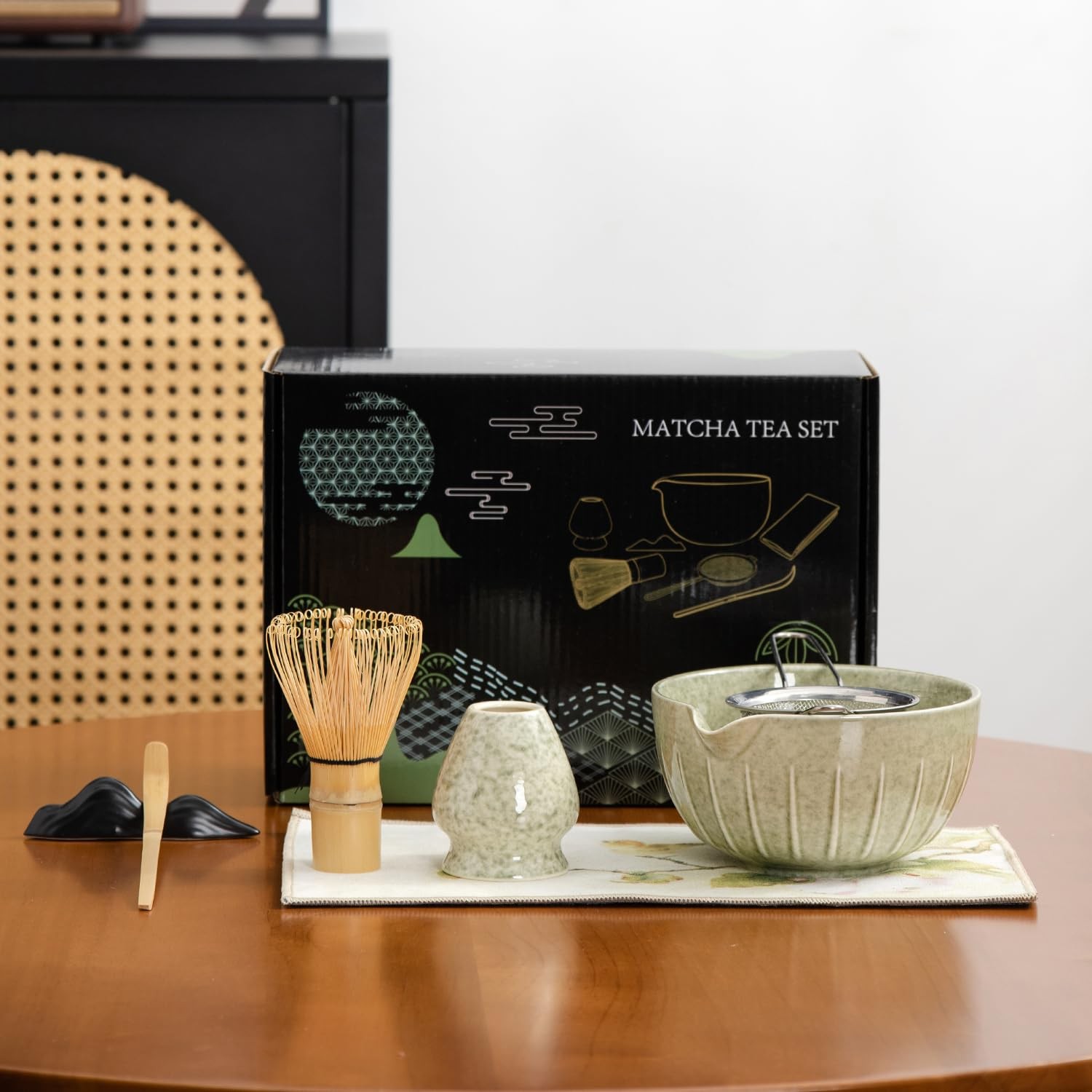 Matcha Whisk Set – 7PCS matcha kit ，Matcha Bowl with Spout, color