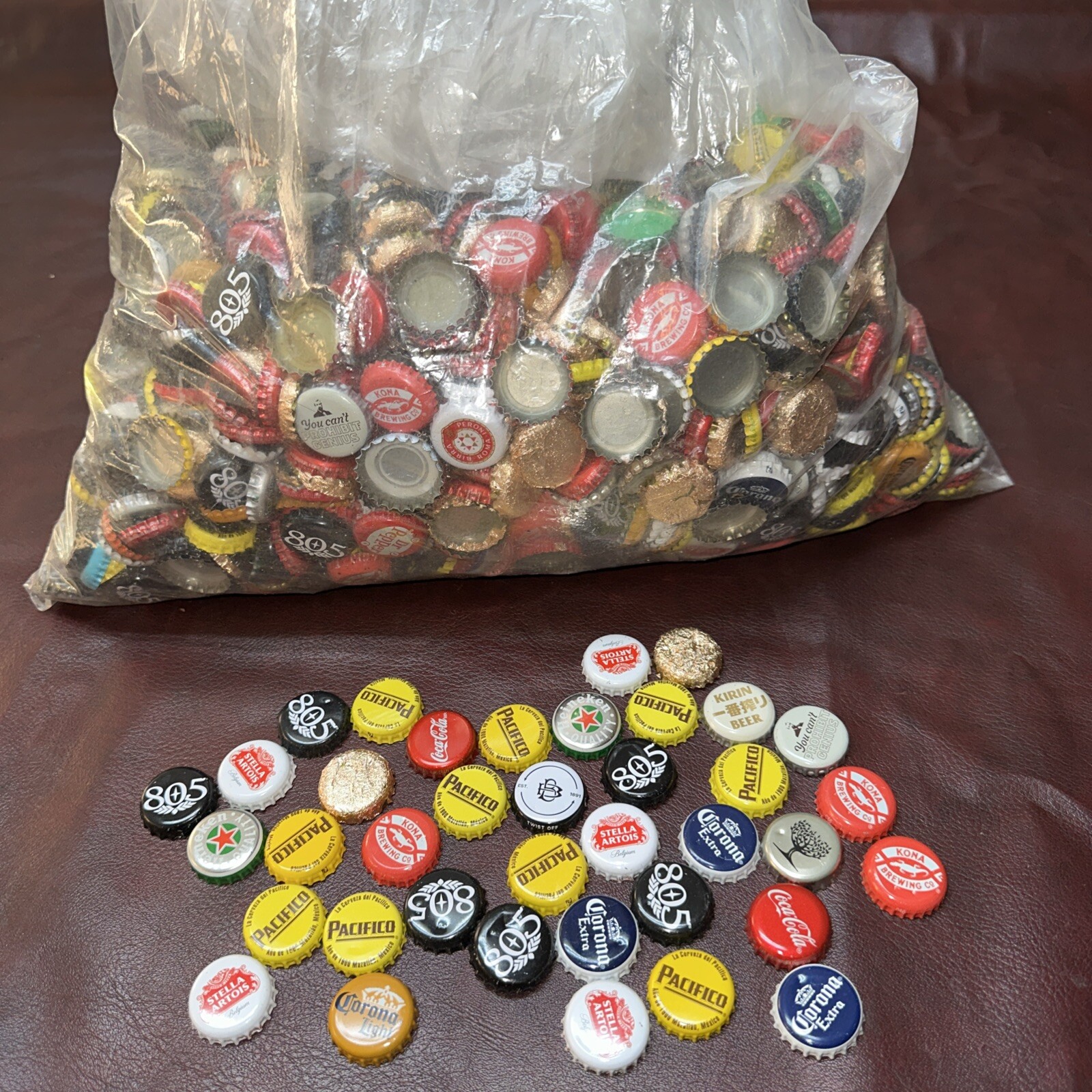 🎯 3+ pounds lbs Used FLAT Beer Soda 1700 Caps Mixed Bulk Lot Assorted Brew Art