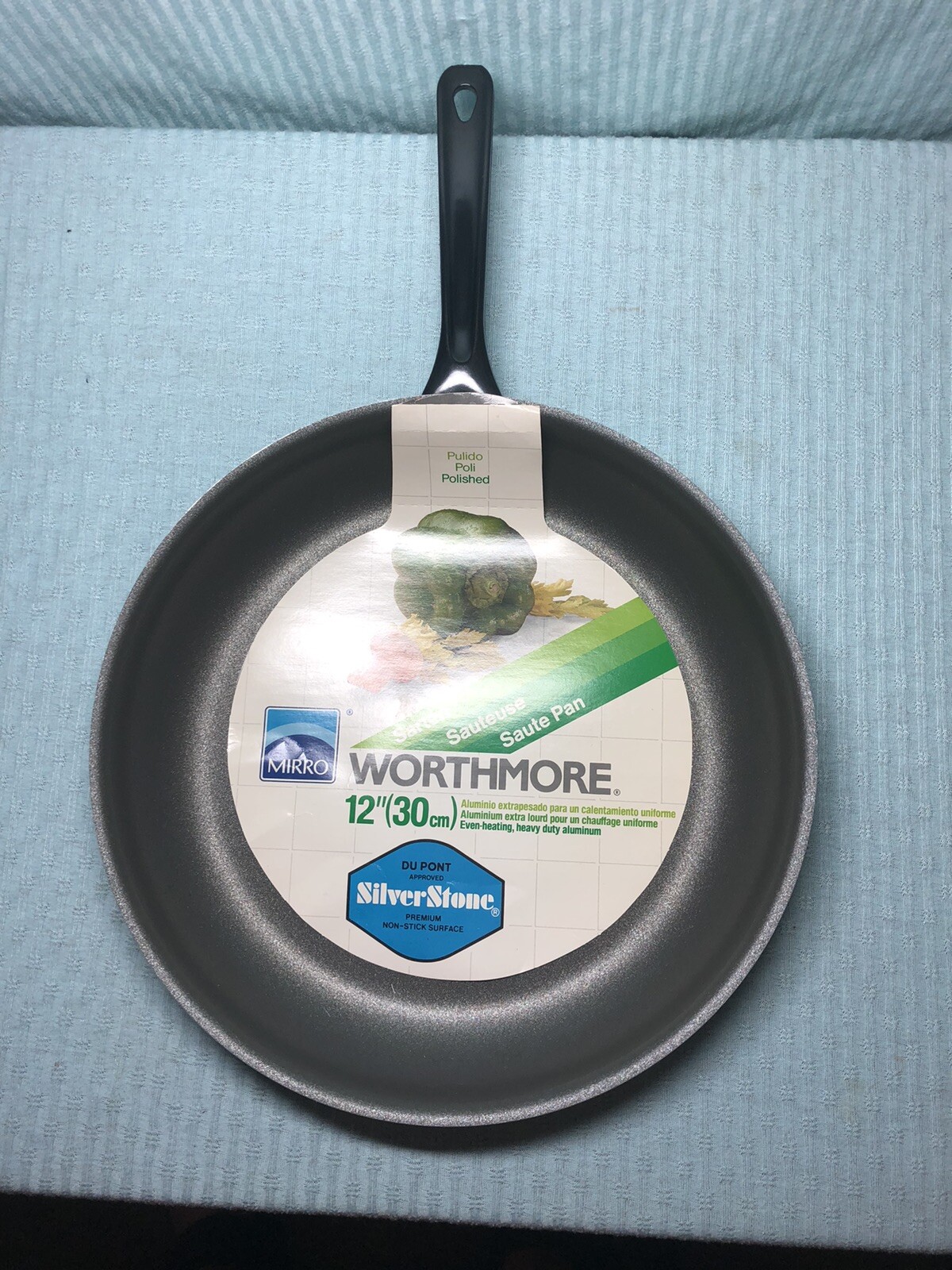 Vintage Mirro Worthmore 12” Saute Fry Pan Skillet Du Pont SilverStone Alum NOS