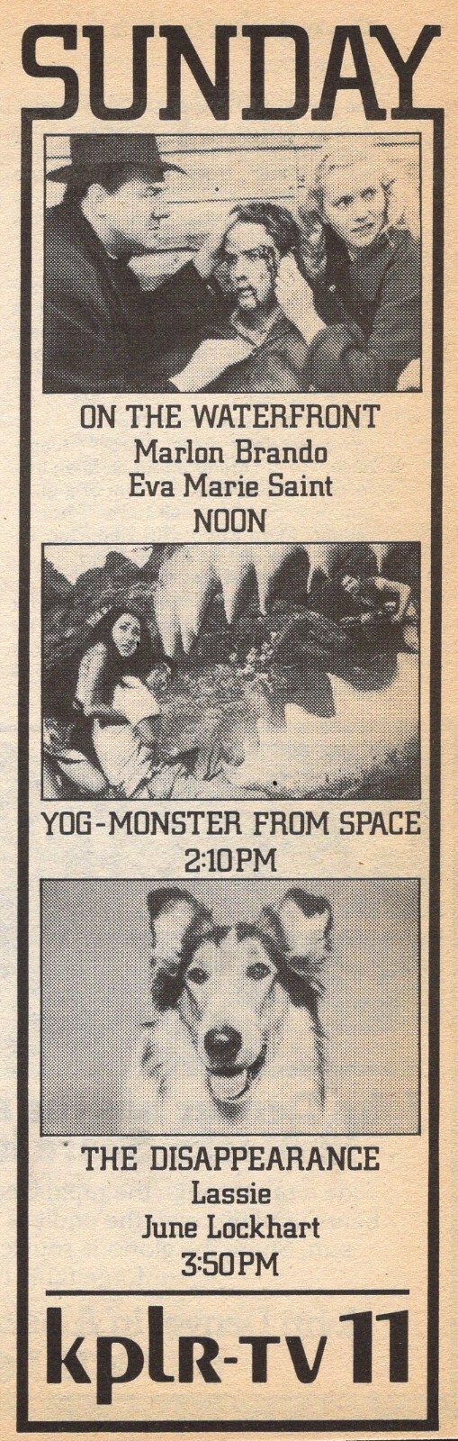 1978 HORROR MOVIE TV AD / YOF – MONSTER FROM SPACE / ON THE WATERFRONT / LASSIE