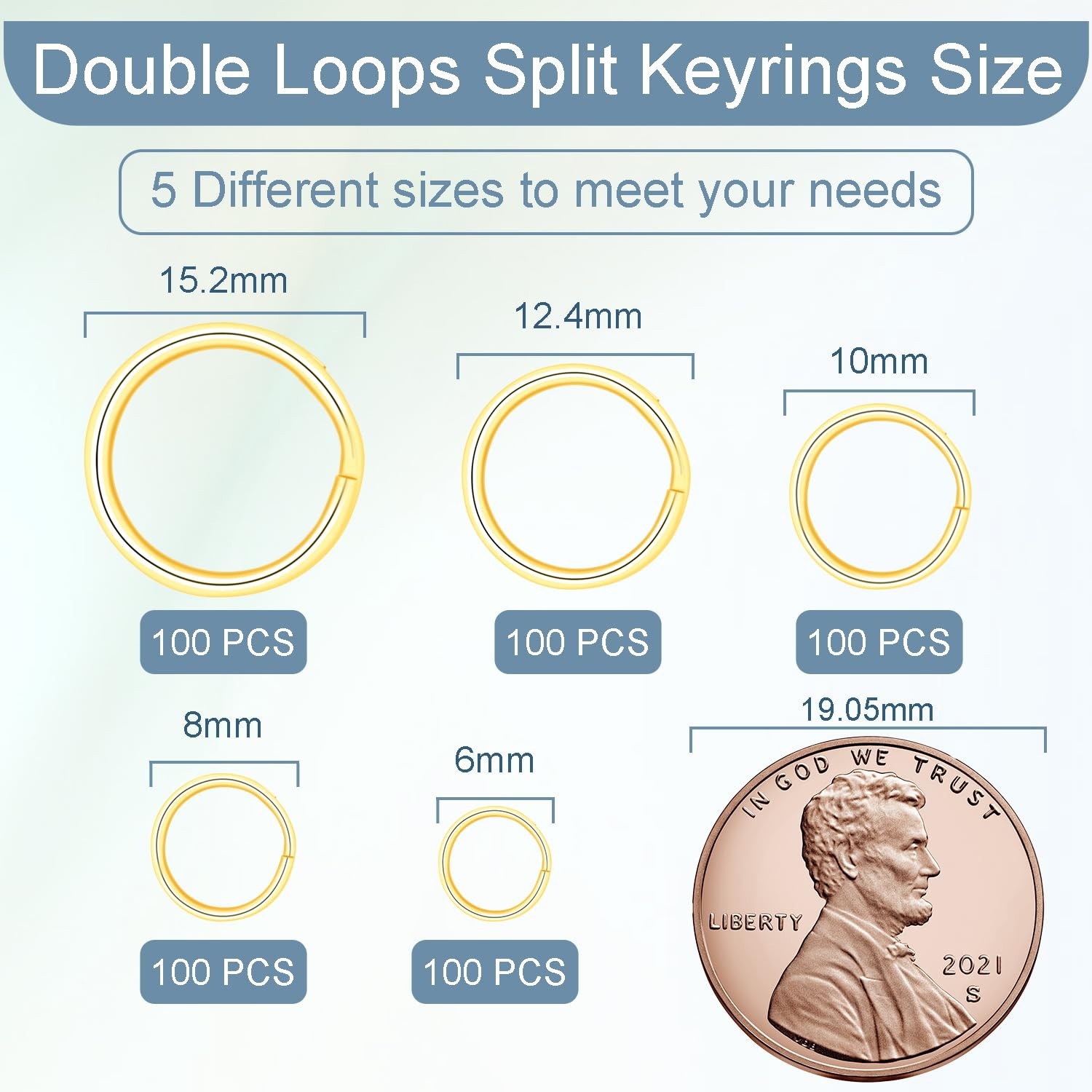 100pcs 1/2″ Small Split Ring for Keychains, Double Loops Split Jump Rings Jew…