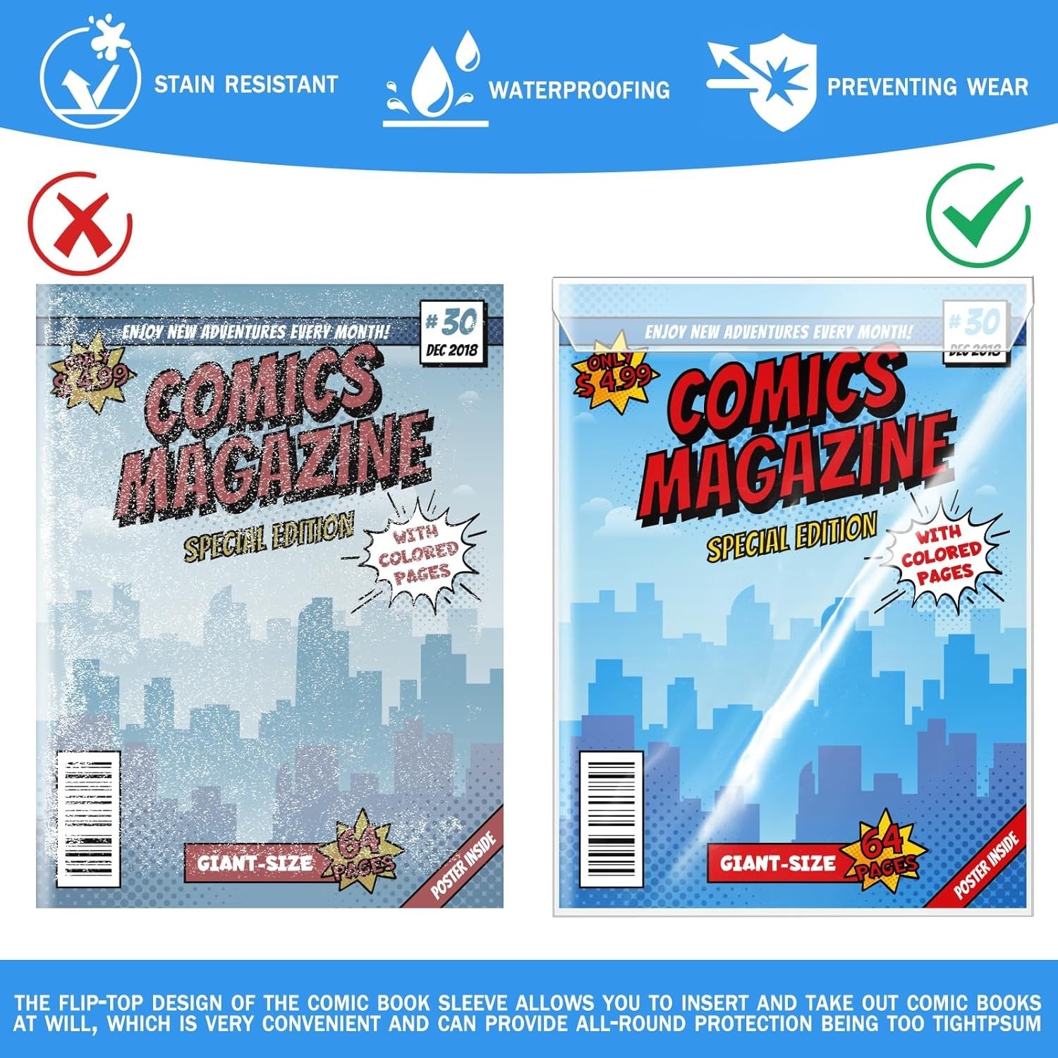 25 Sets Current Size Comic Book Bags and Boards VOKOY Sets Reusable Transparent
