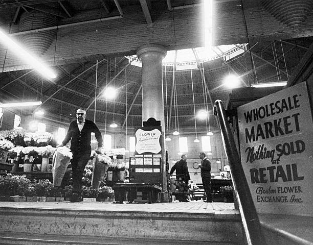 Inside the Boston Flower Exchange in Boston 1970 Boston MA Historic Old Photo 2