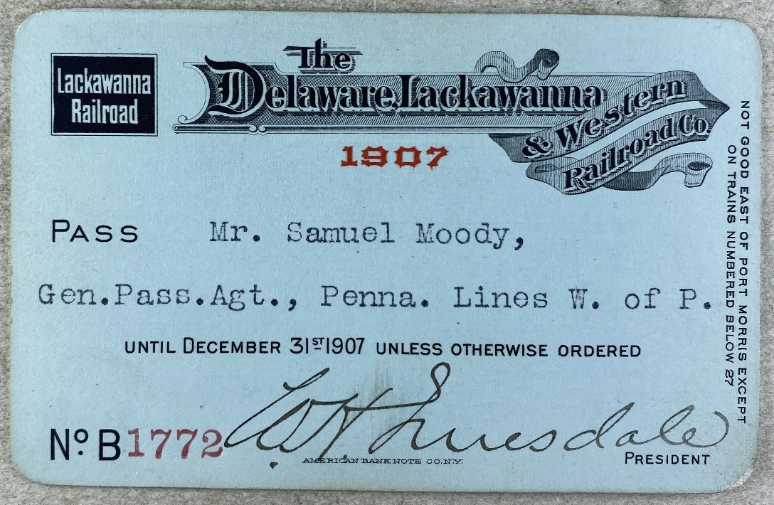 Antique 1907 Pass The Delaware Lackawanna & Western Railroad Co